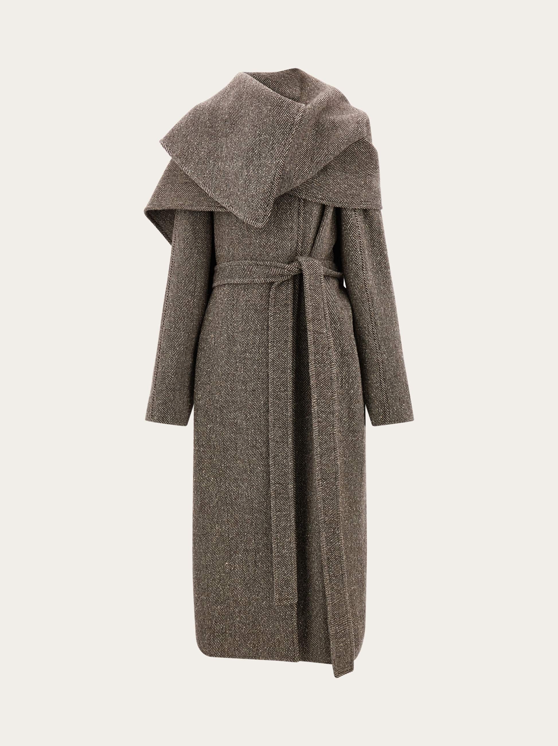 Ferragamo Oversize Asymmetrical Coat In Gray