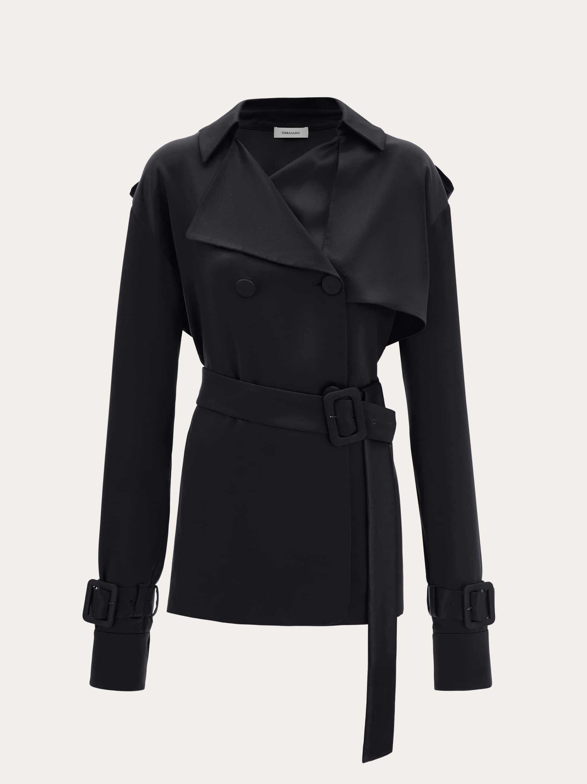 Ferragamo Donna Trench corto in satin Nero