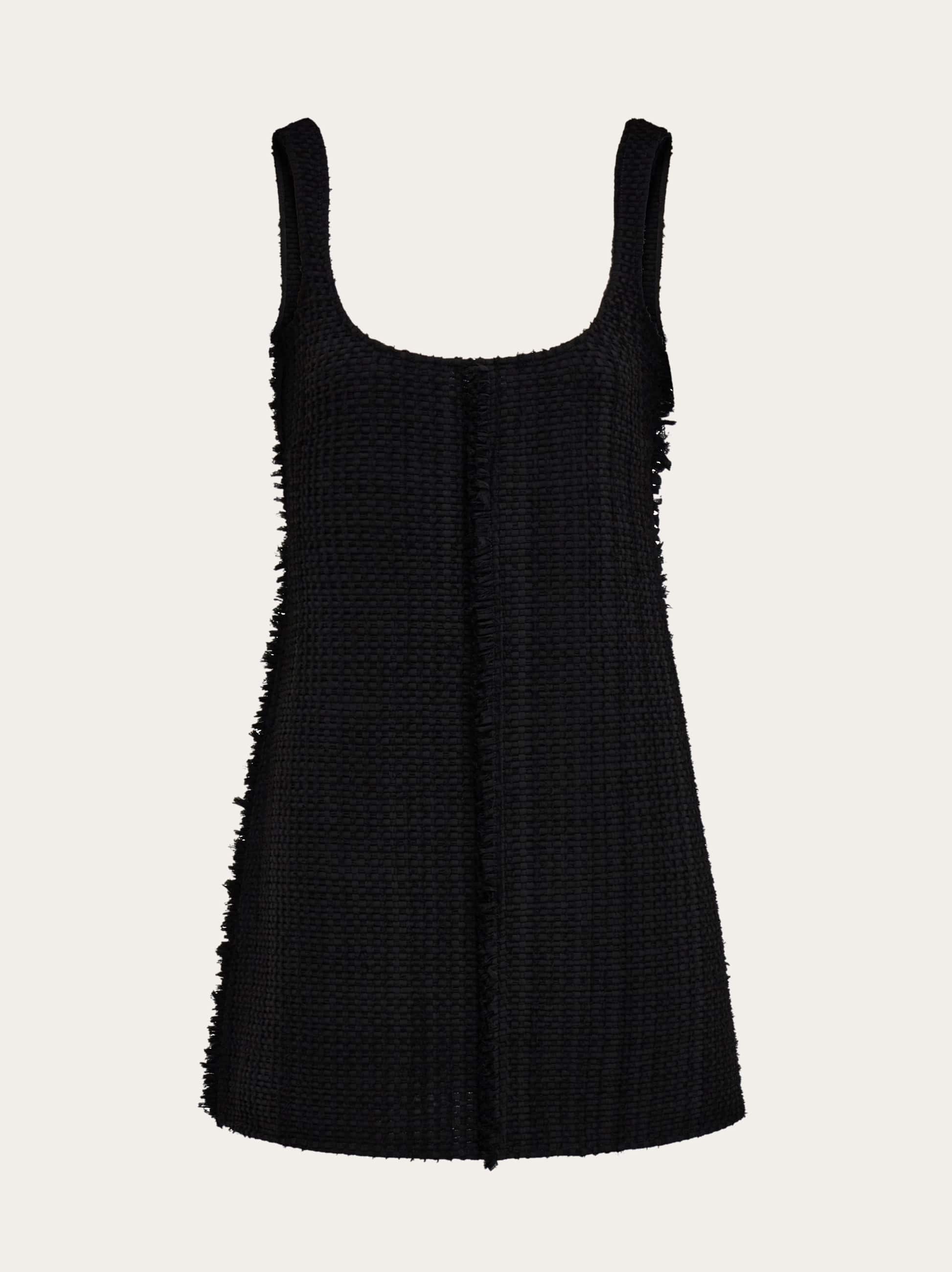 Ferragamo Georgette Mini Dress In Black