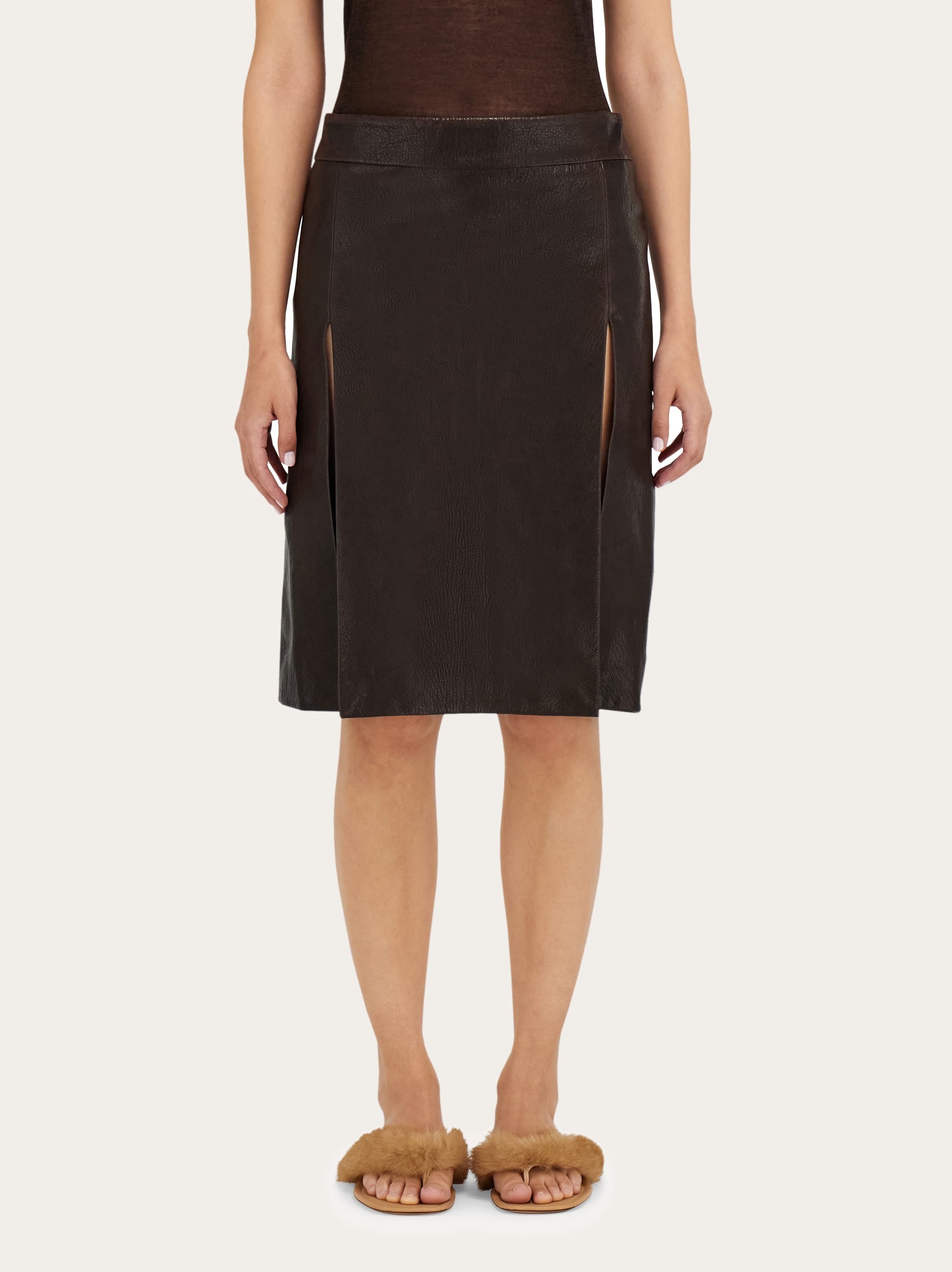  Ferragamo Damen Lederrock Braun 