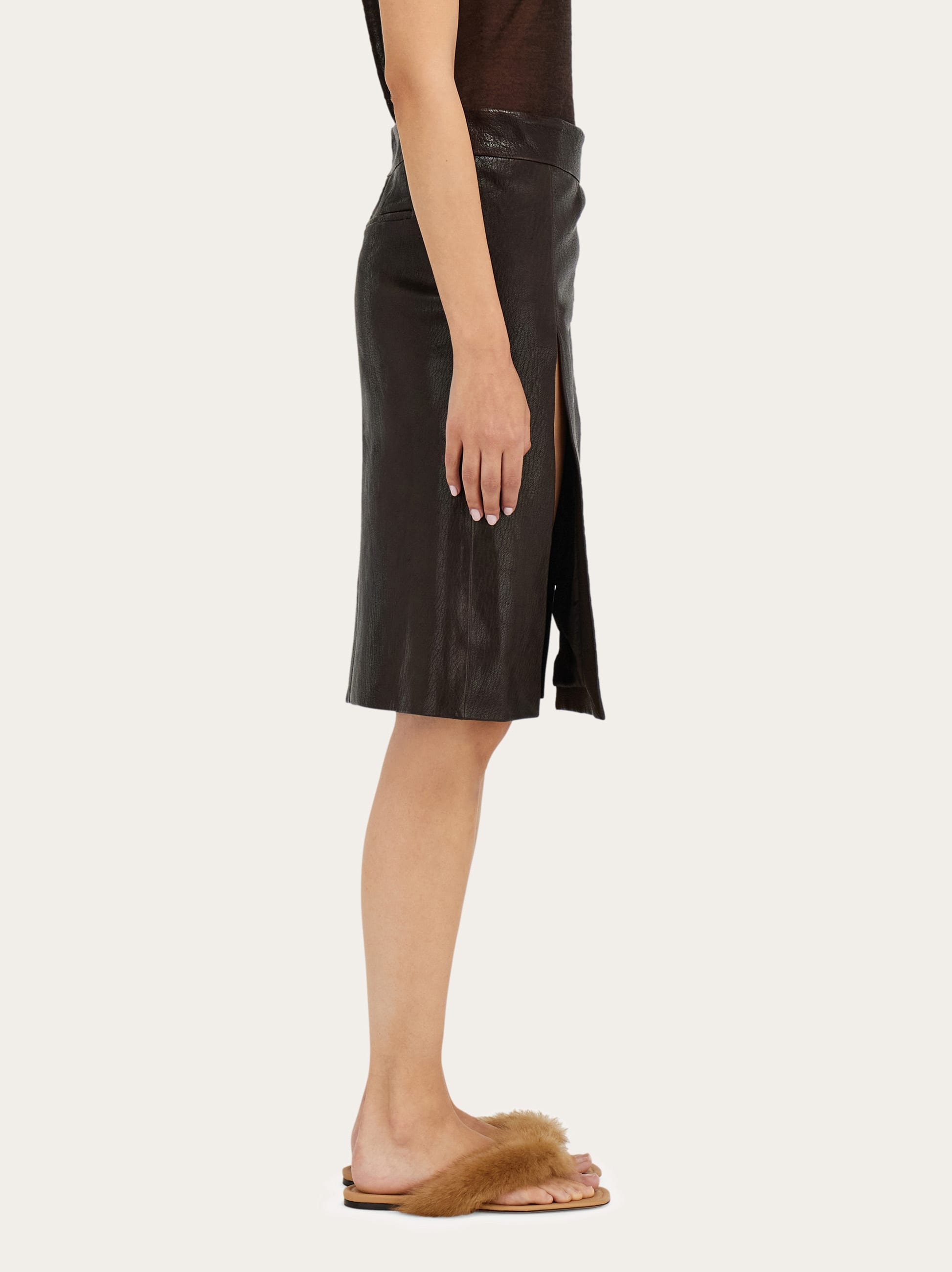  Ferragamo Damen Lederrock Braun 