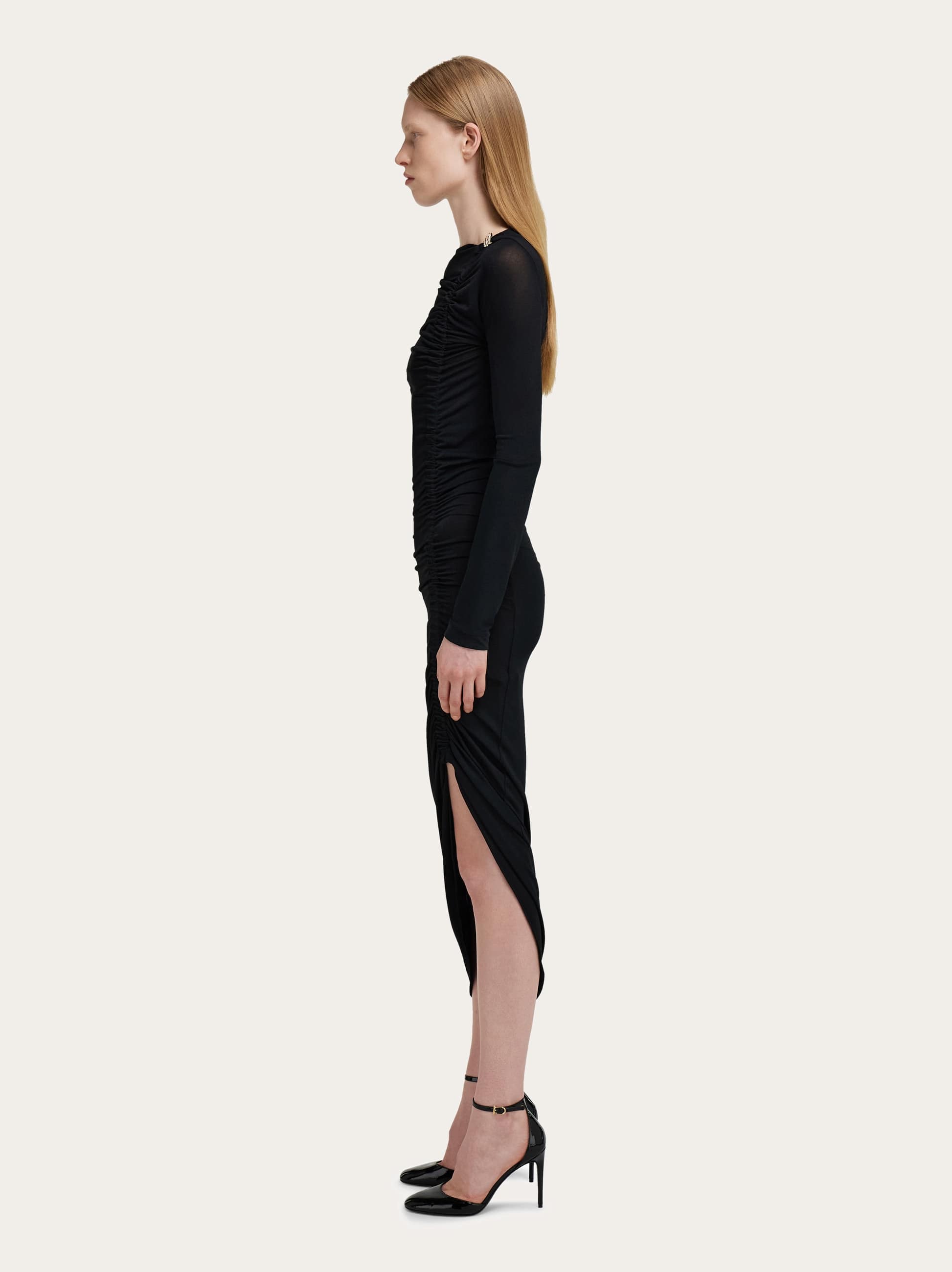  Ferragamo Damen Kleid Mit Drapierungen Schwarz 