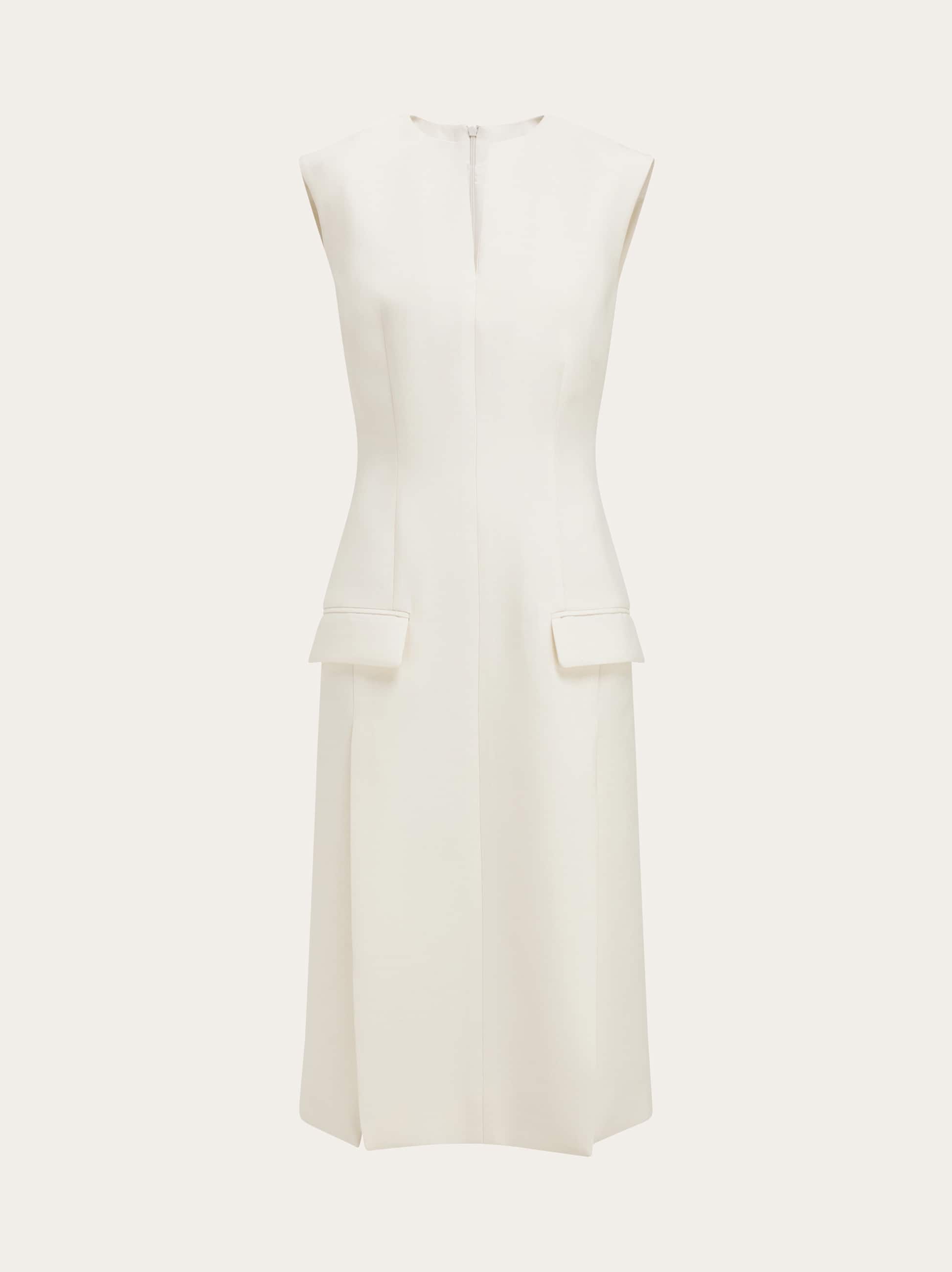 Ferragamo Sleeveless Tailored Dress In White