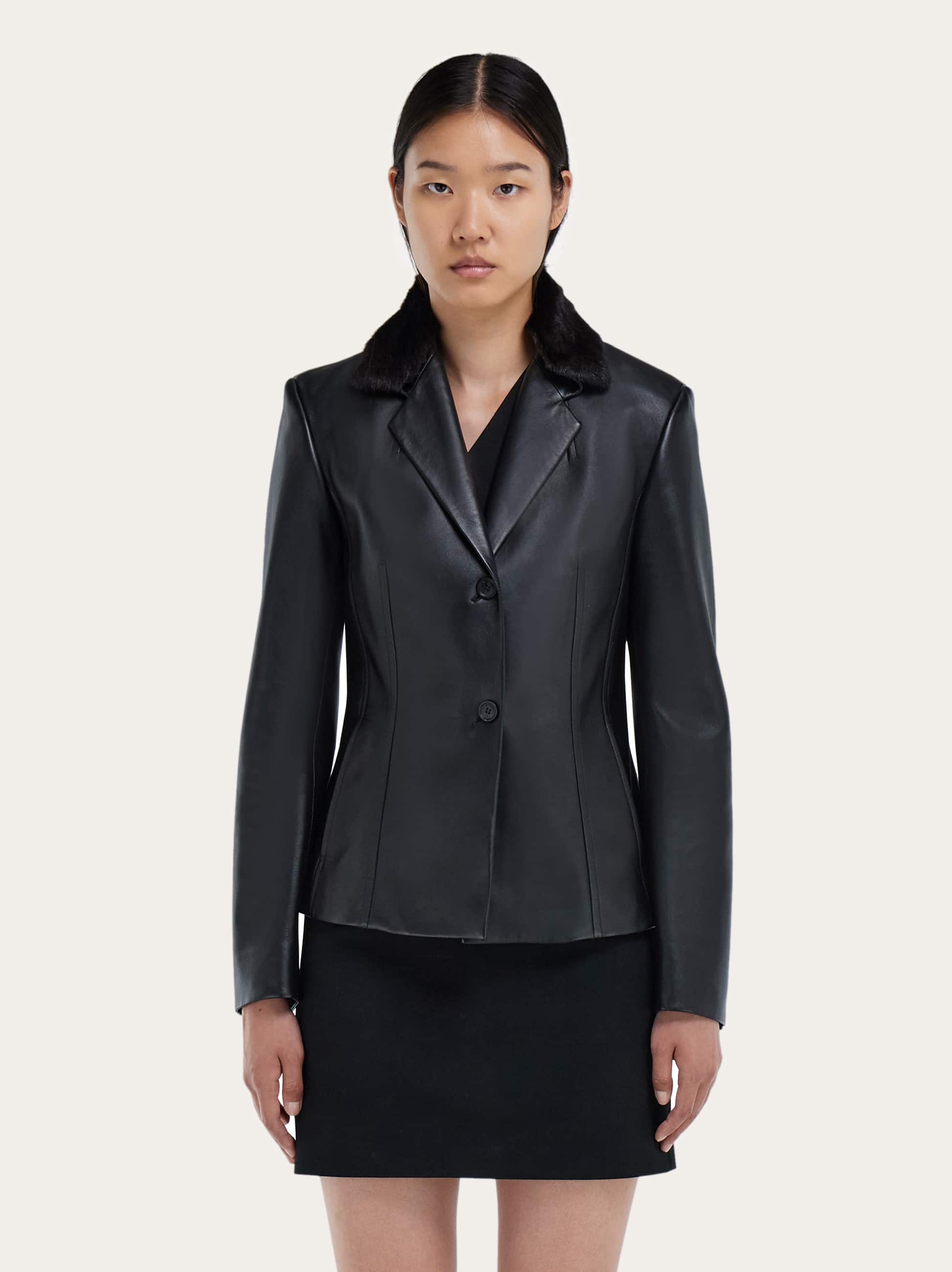  Ferragamo Damen Blazer Aus Nappaleder Schwarz 