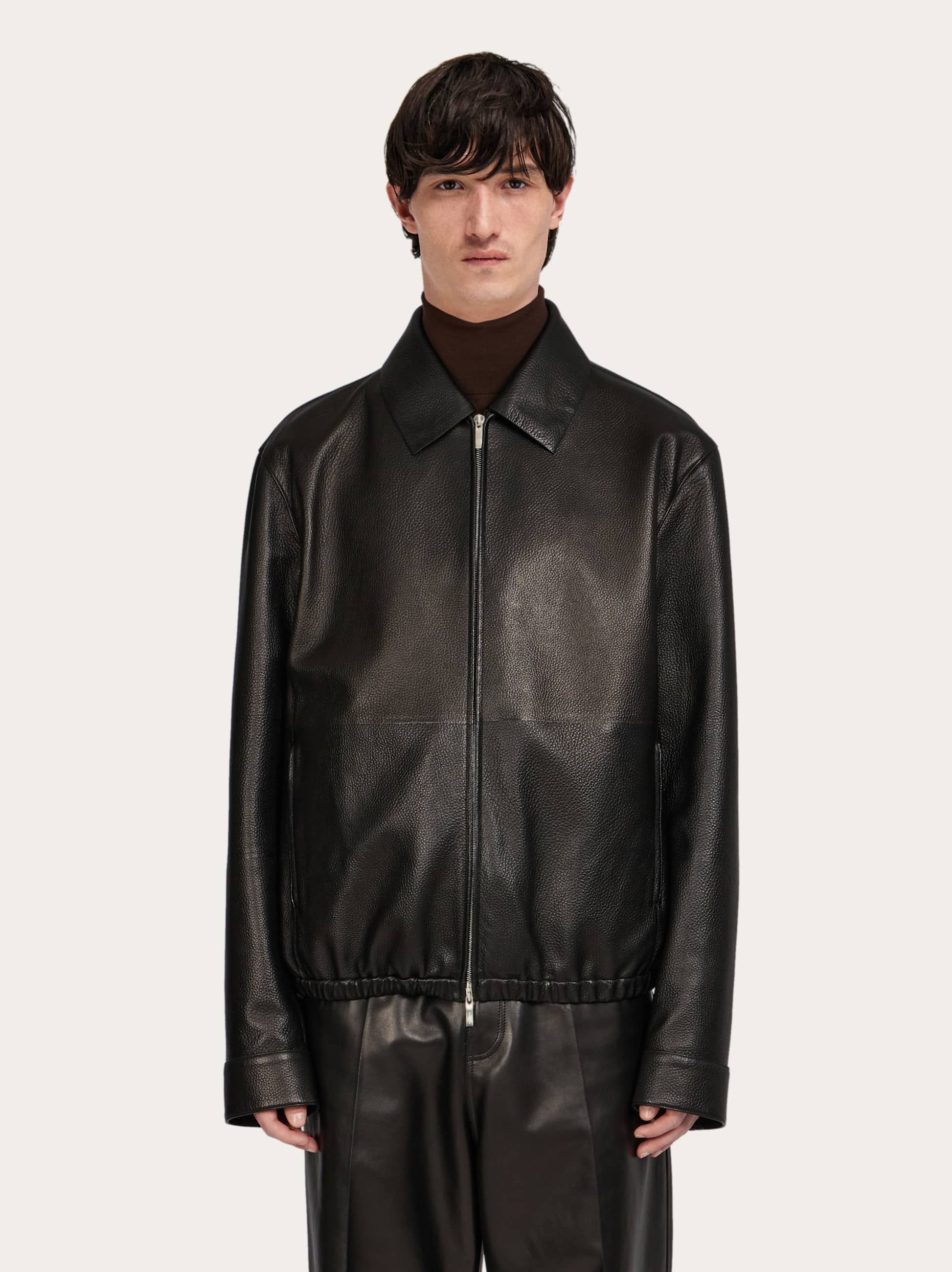 Ferragamo Deerskin Blouson In Black