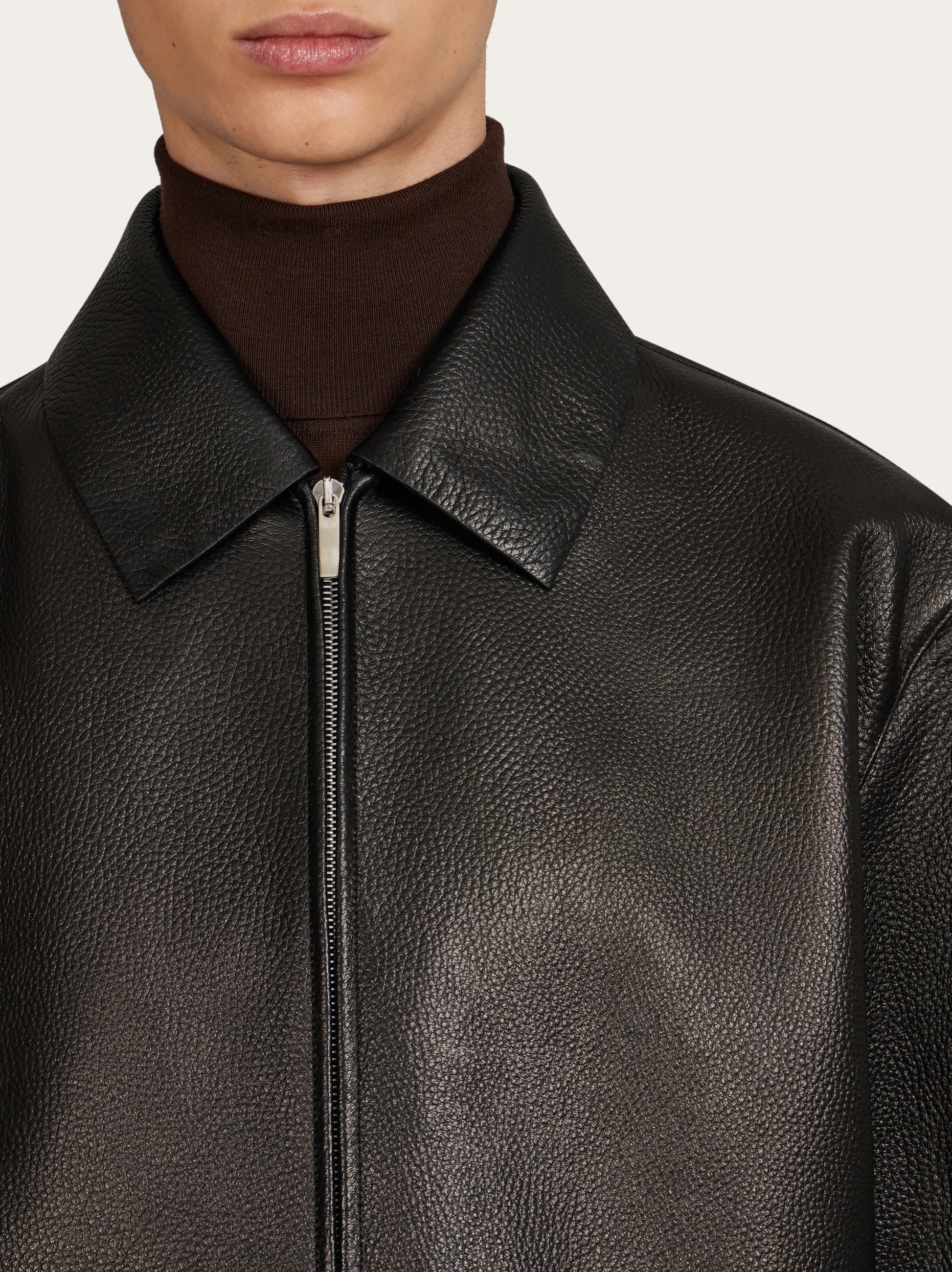  Ferragamo Herren Blouson Aus Hirschleder Schwarz 