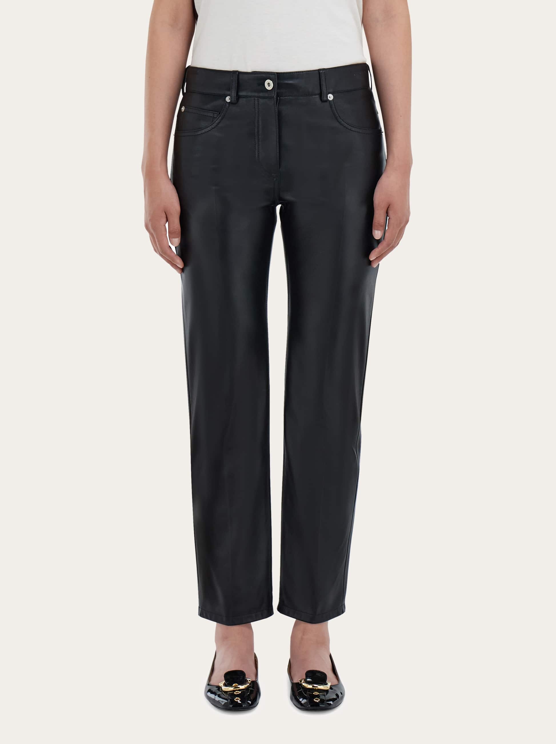 Ferragamo Five Pocket Trouser In Nappa In Black