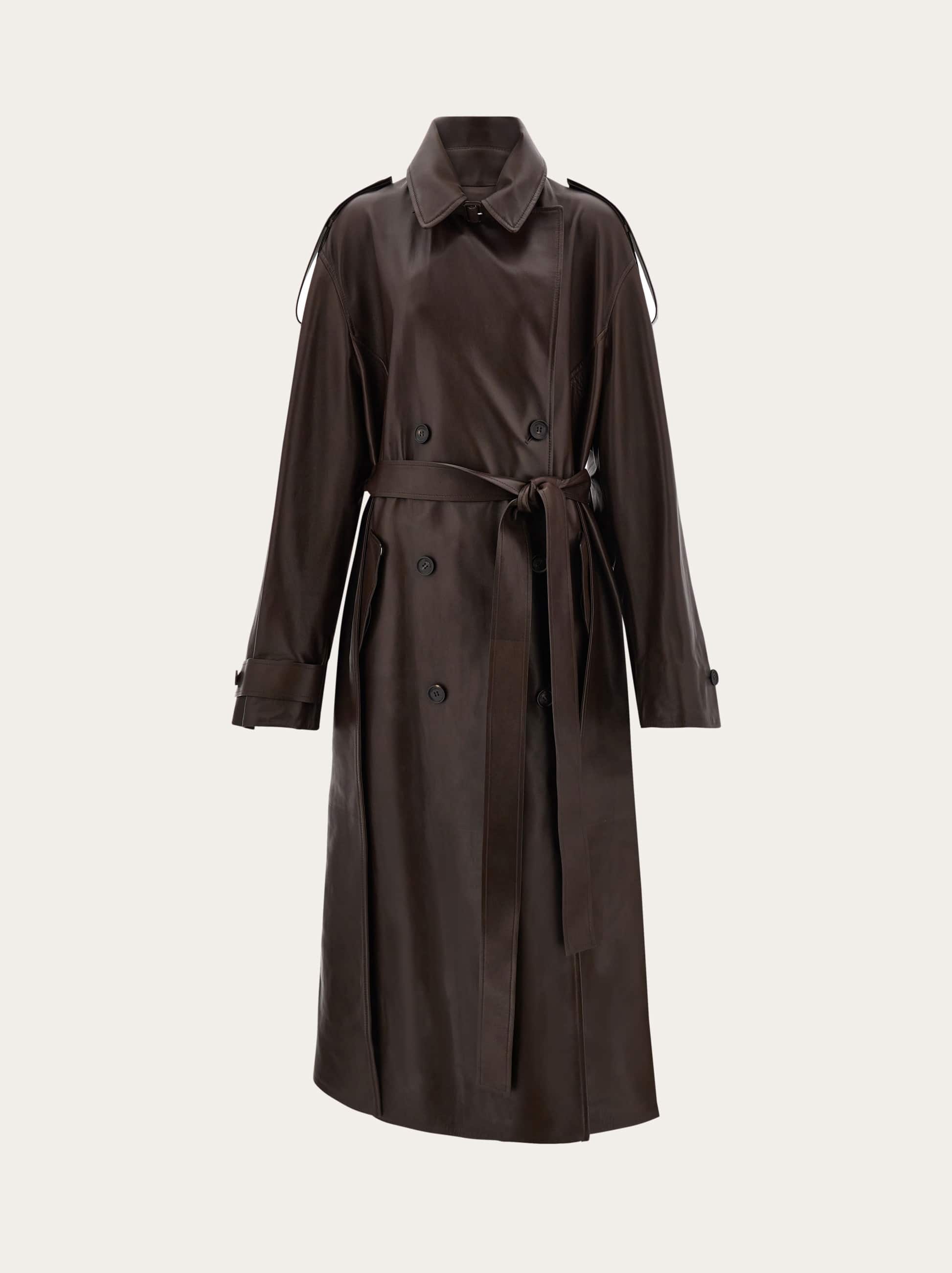 Ferragamo Nappa Trench In Brown