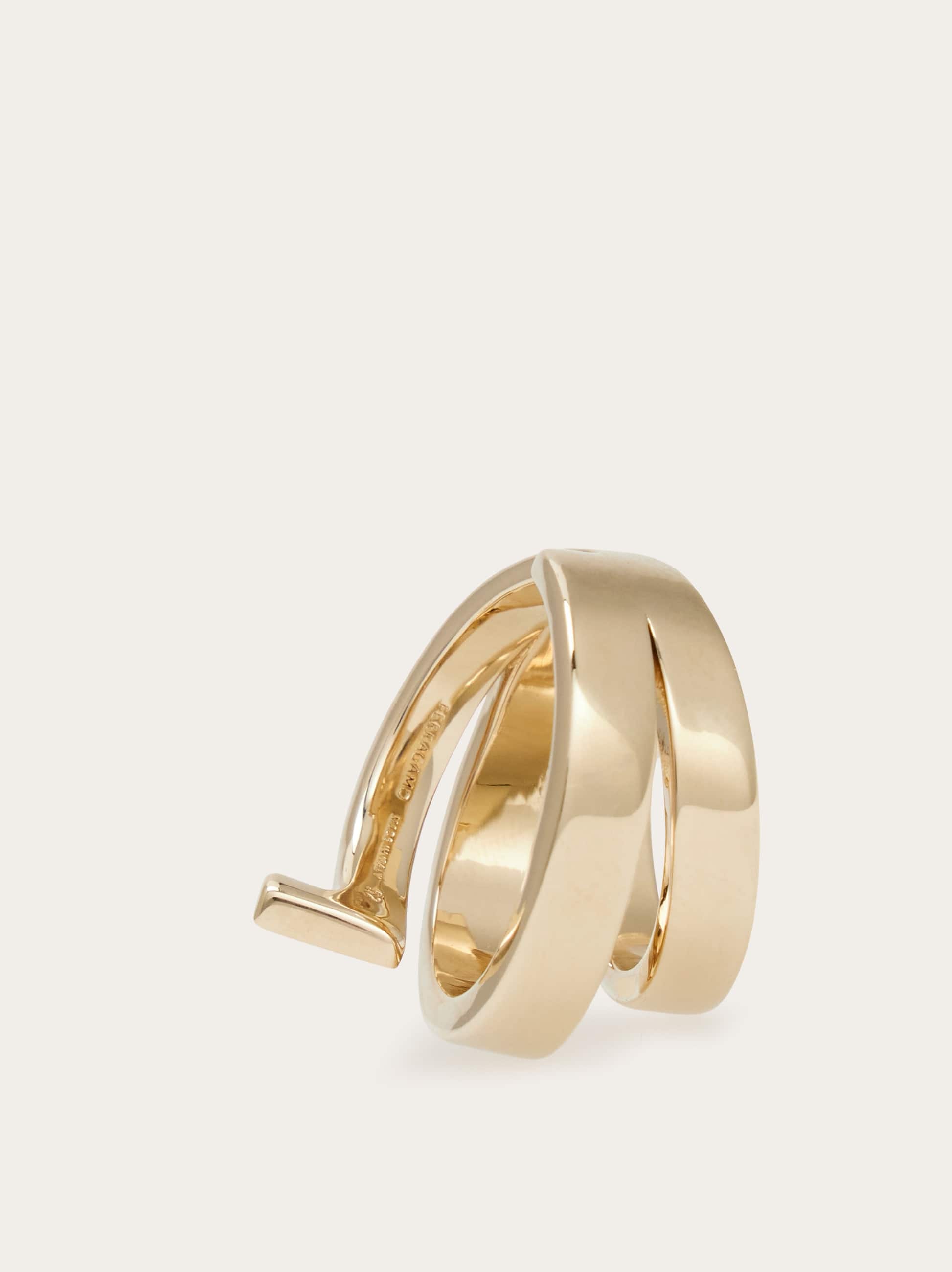 Ferragamo Gancini Band Ring - Size 54 In Gold