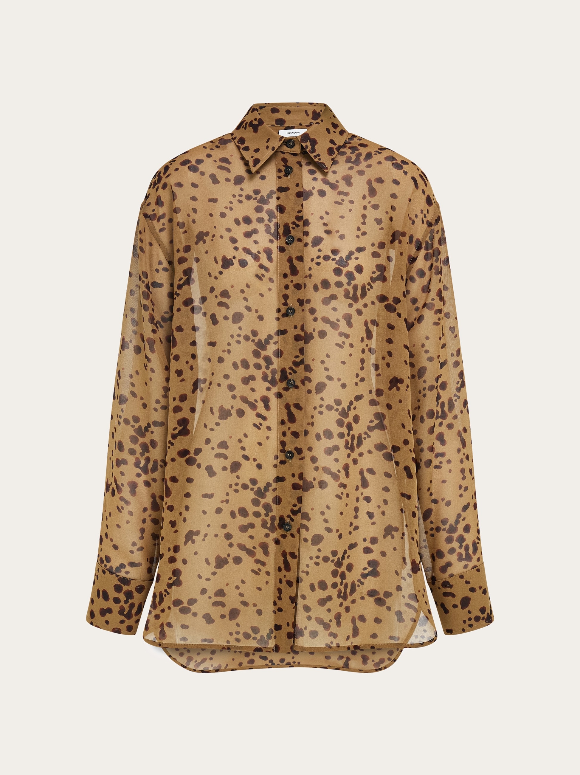 Ferragamo Donna Camicia in georgette stampa Orchid Marrone