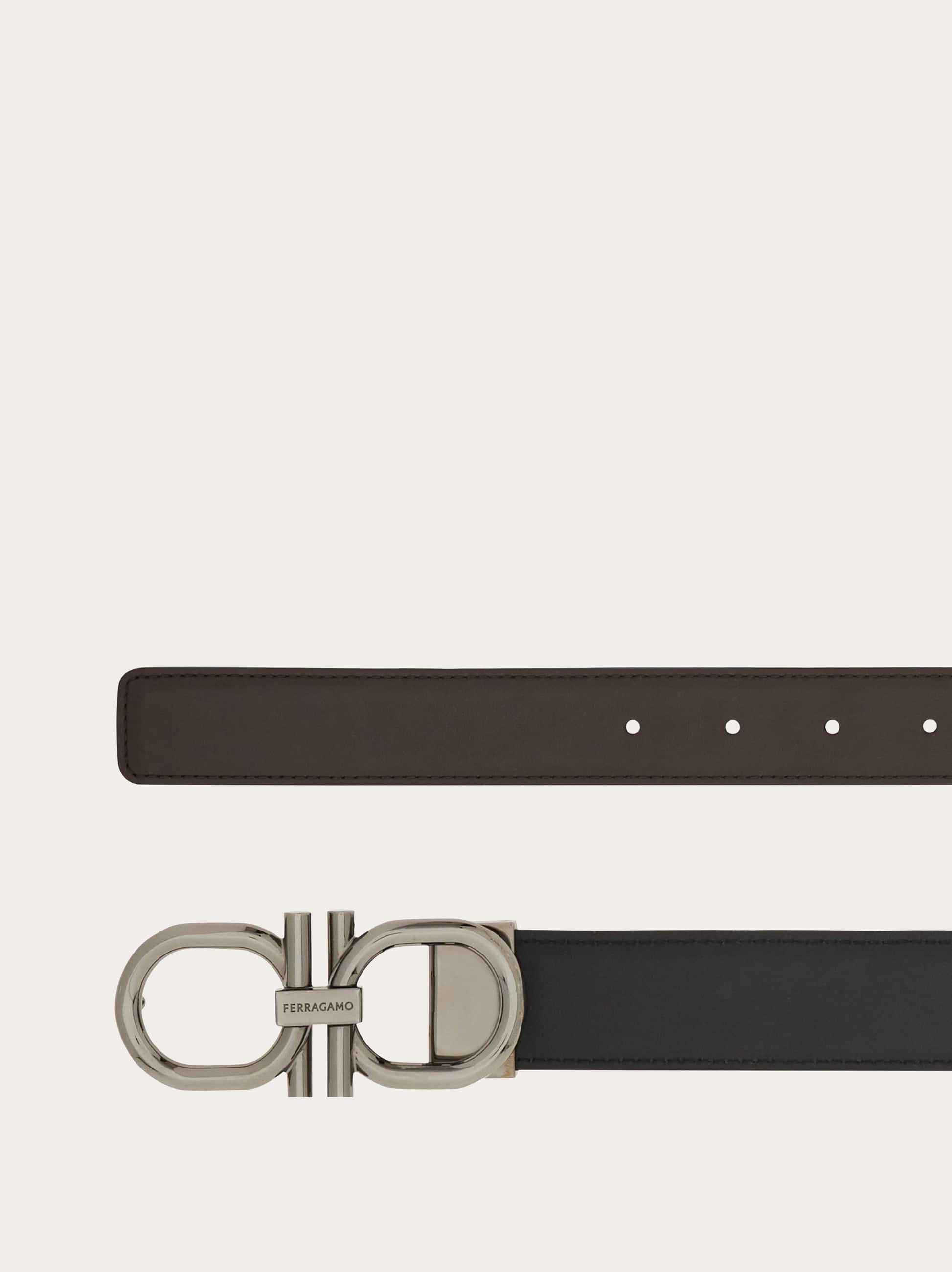Ferragamo Reversible And Adjustable Gancini Belt In Brown