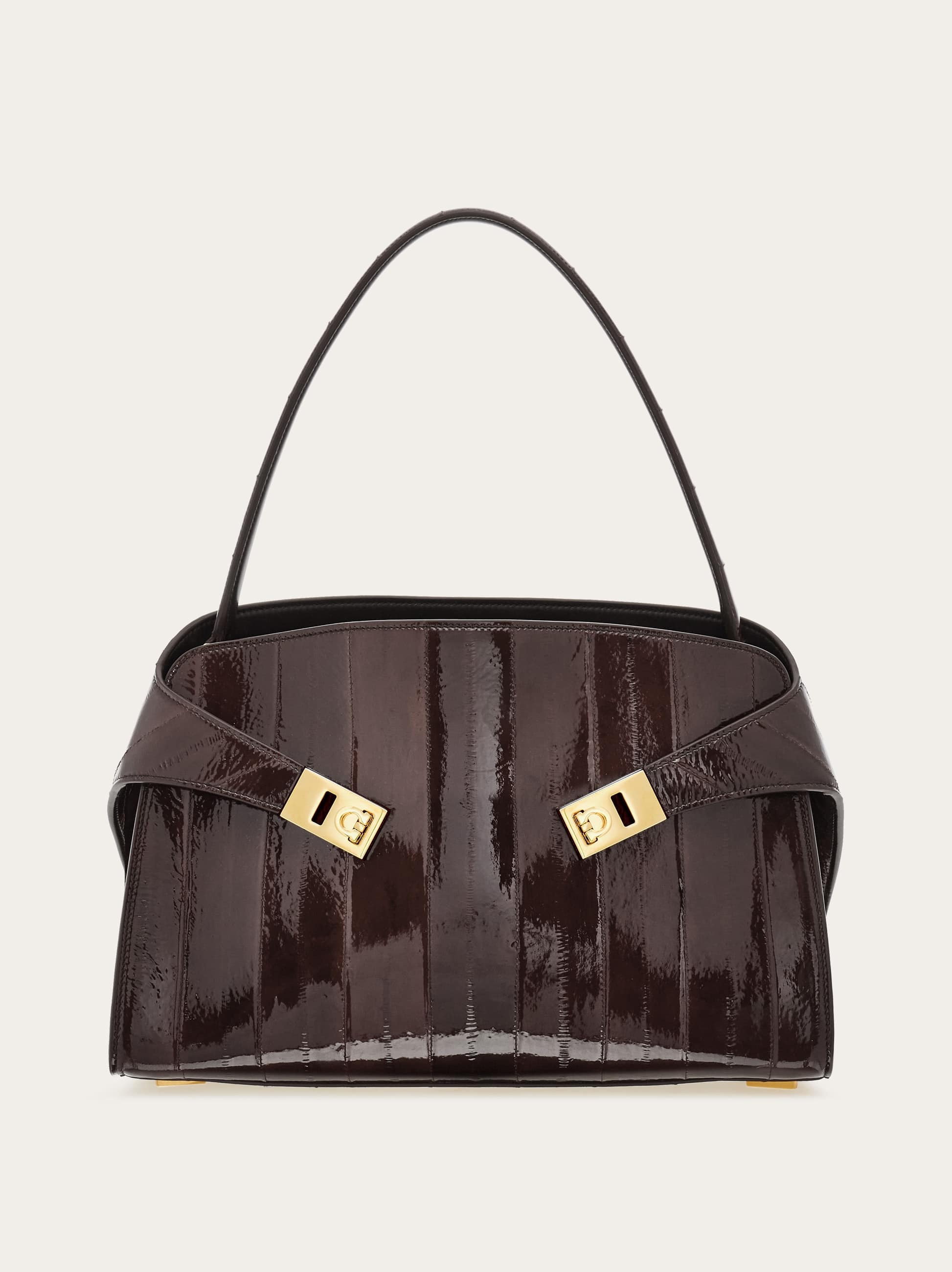 Ferragamo Hug Soft Shoulder Bag (m) In Brown