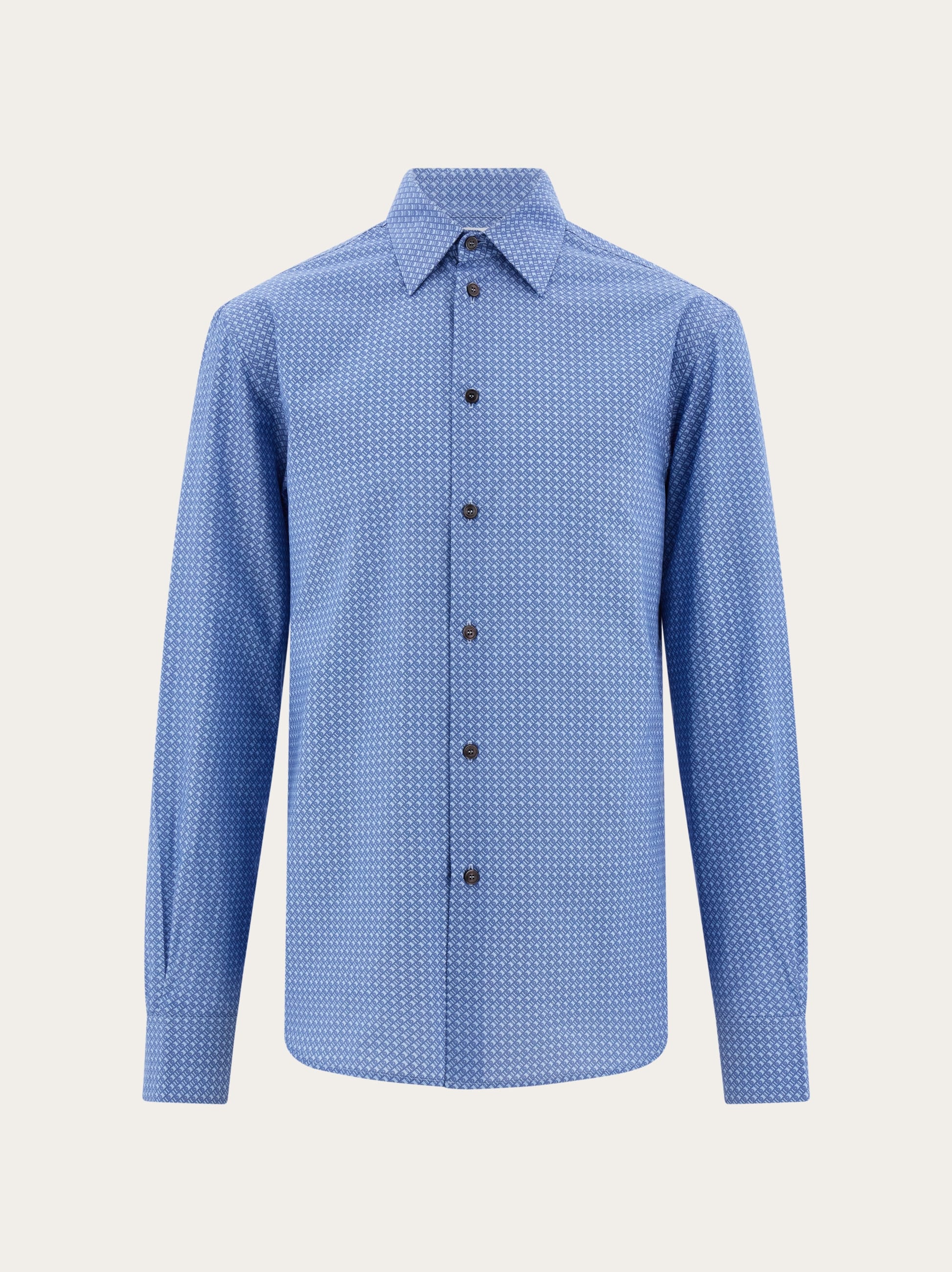 Ferragamo Monogram Print Shirt In Blue