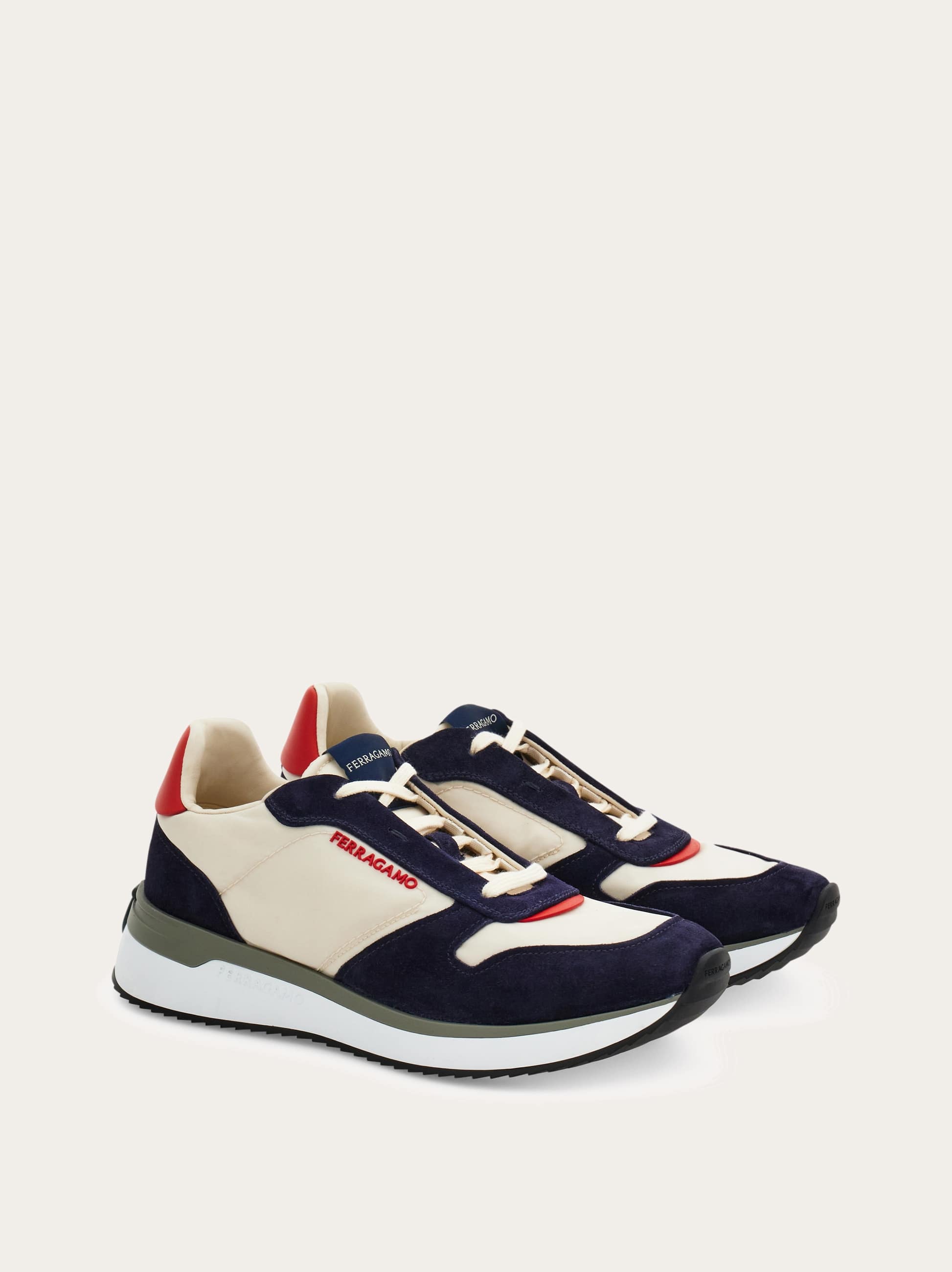 Ferragamo Rubber-sole Suede Sneakers In Multi