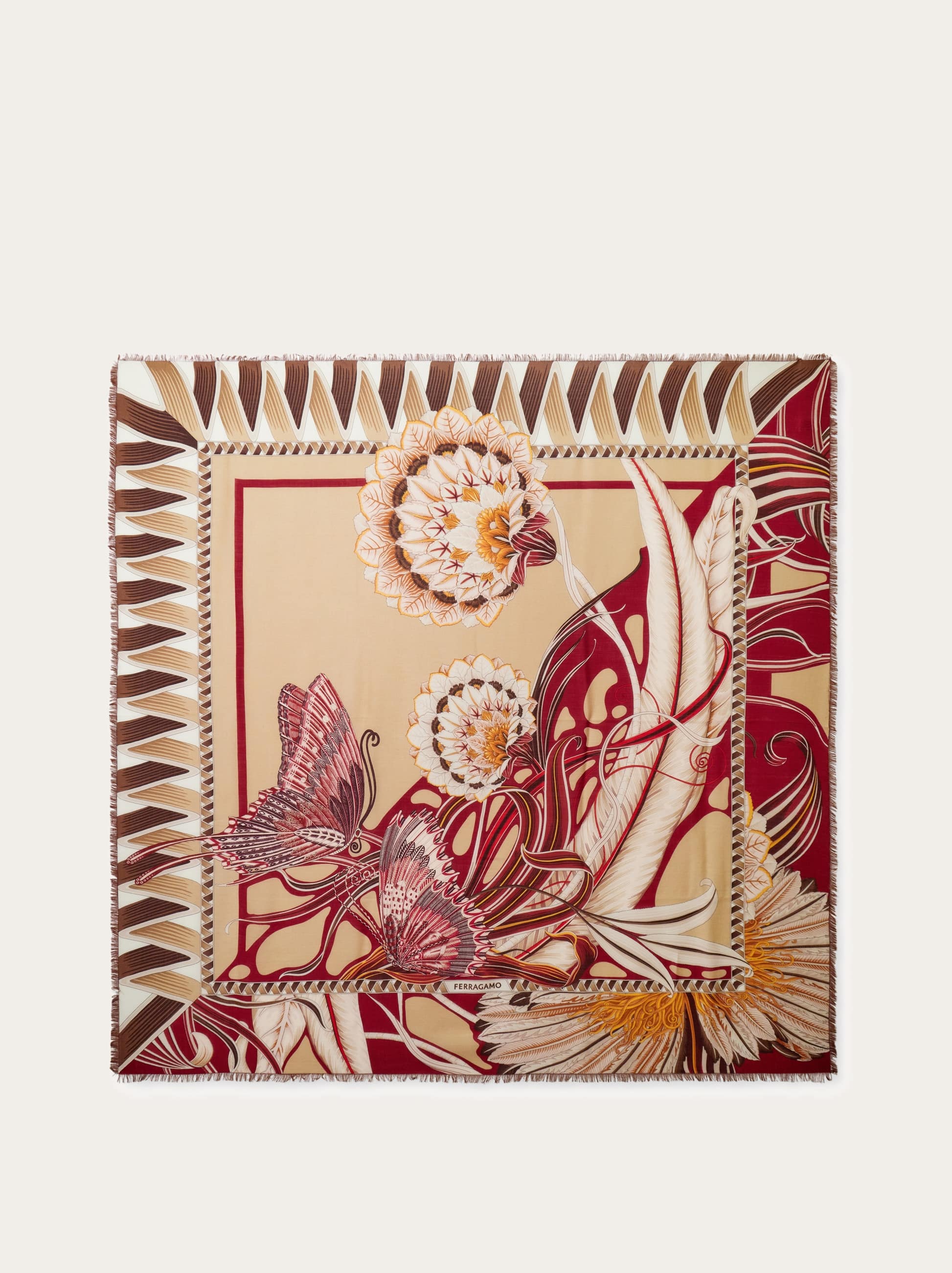 Ferragamo Donna Scialle stampa Giada Beige