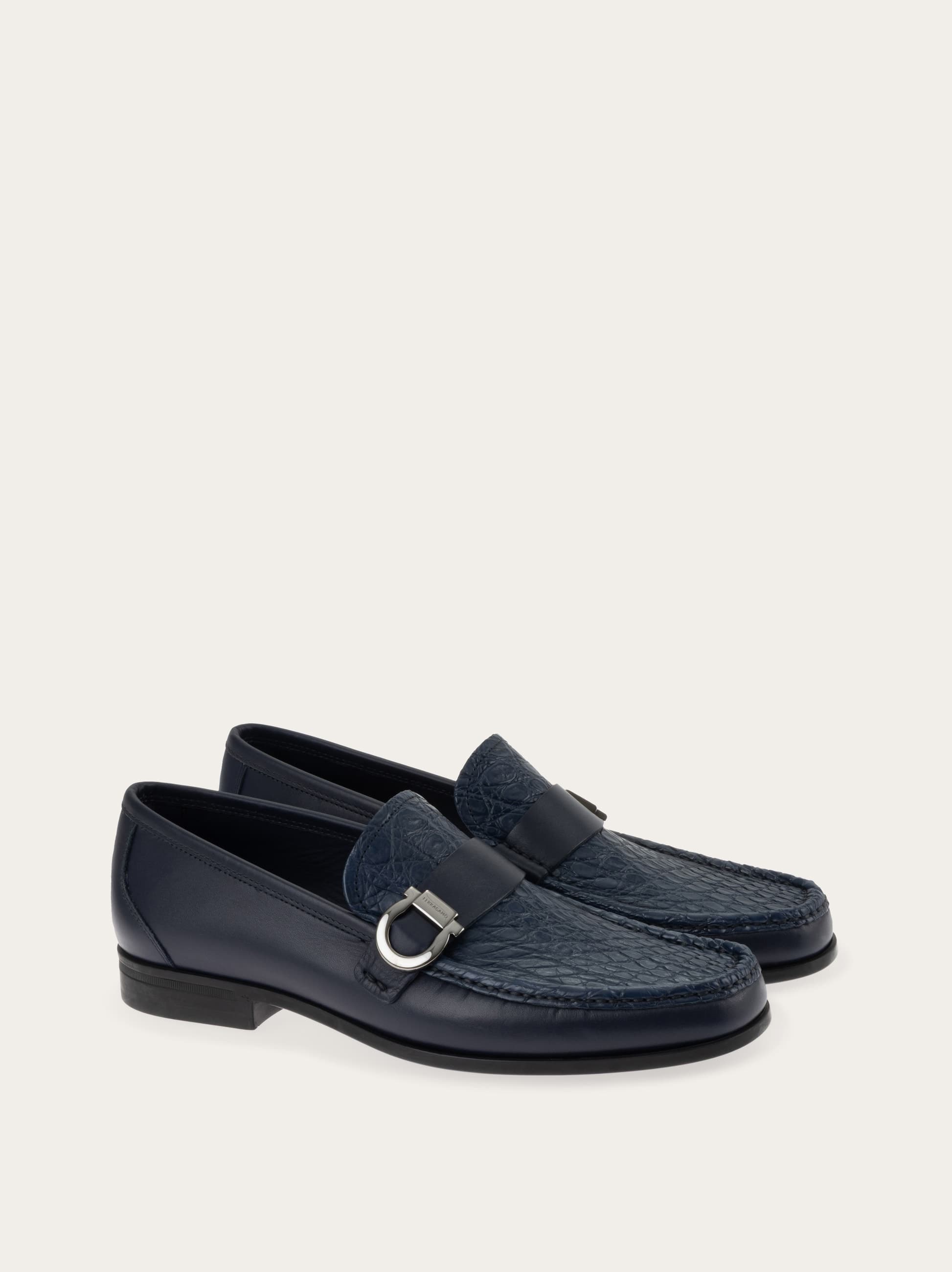 Ferragamo Loafer With Gancini Ornament In Blue