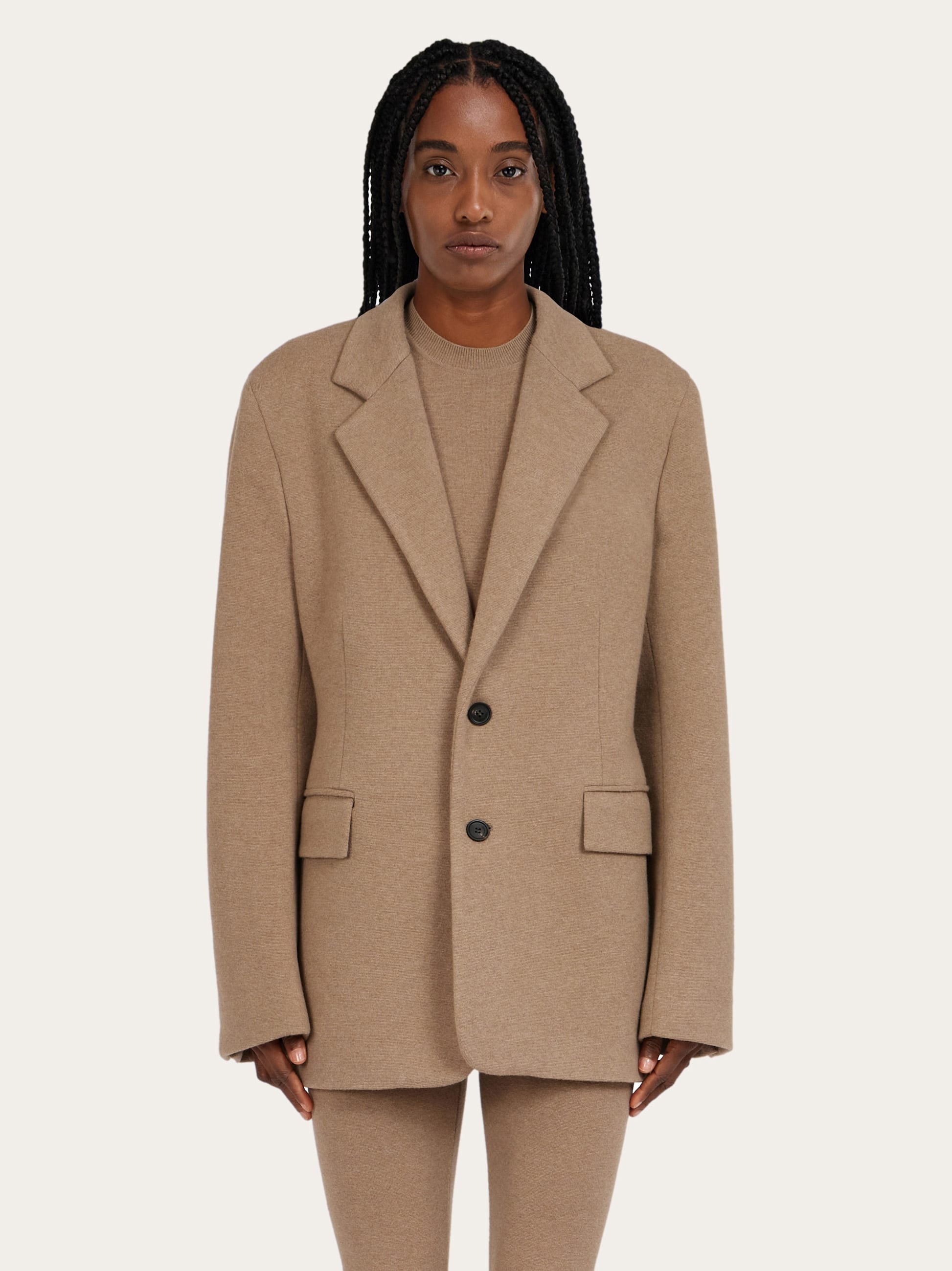 Ferragamo Single-breasted Flap-pocket Blazer In Brown