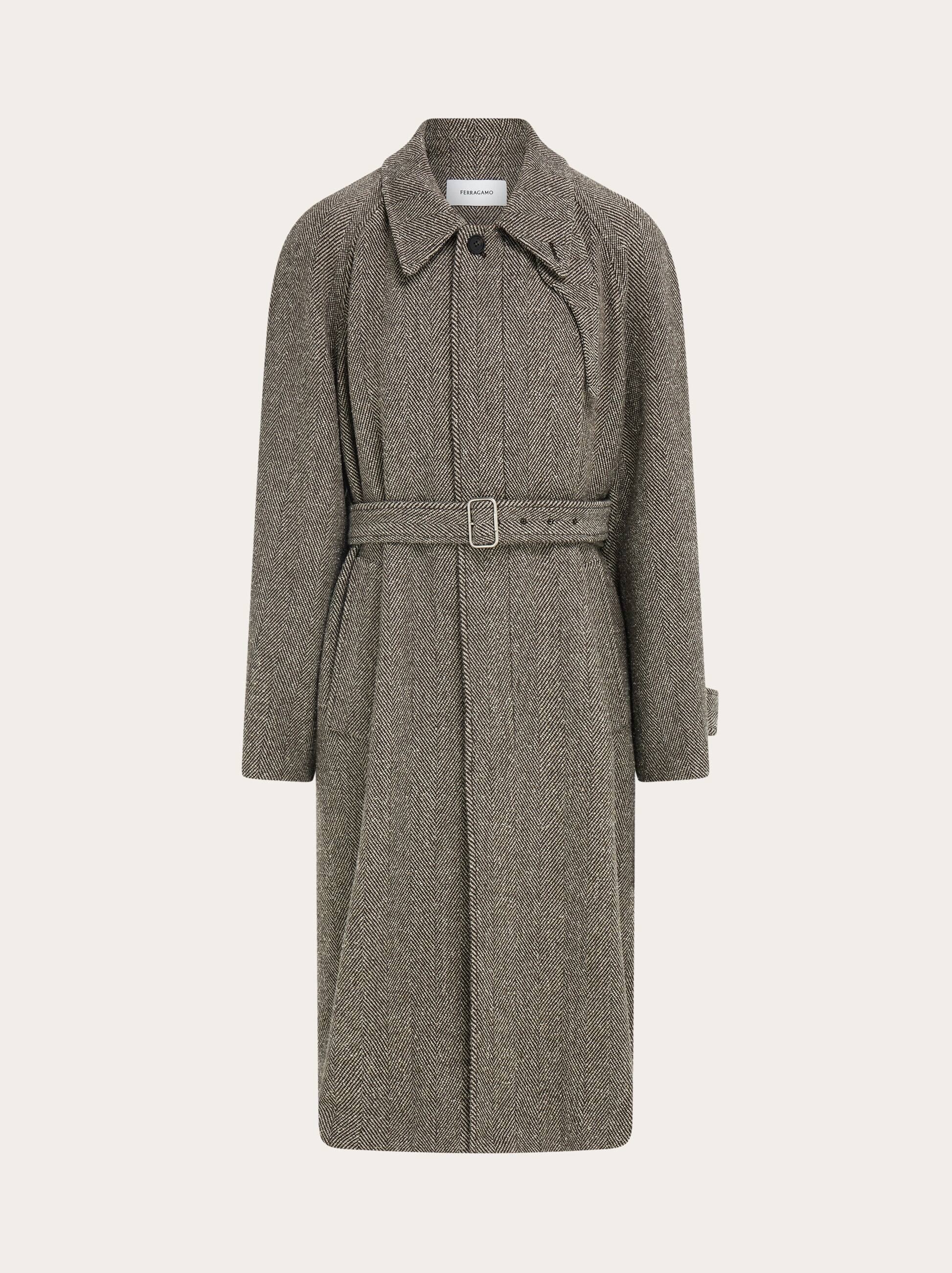 Ferragamo Uomo Cappotto monopetto in chevron Marrone