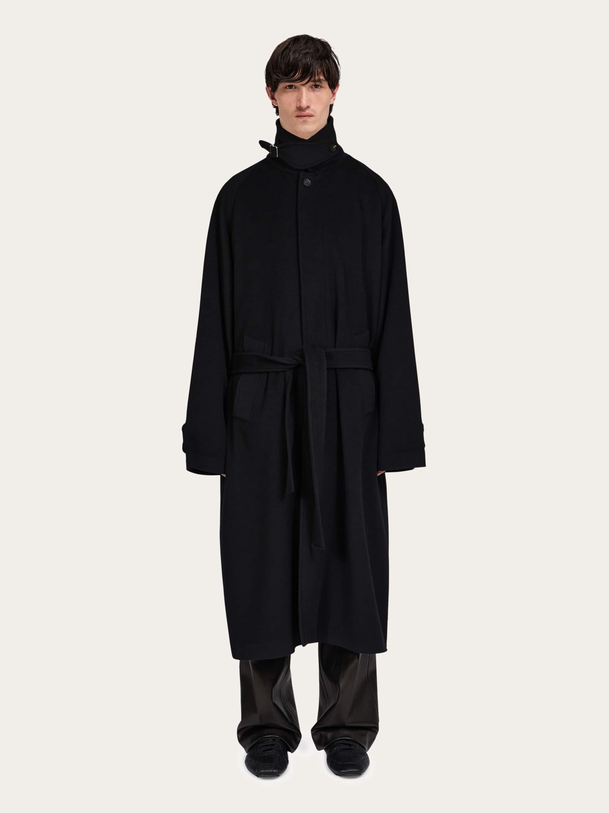 Ferragamo Uomo Cappotto in double di misto cashmere Nero