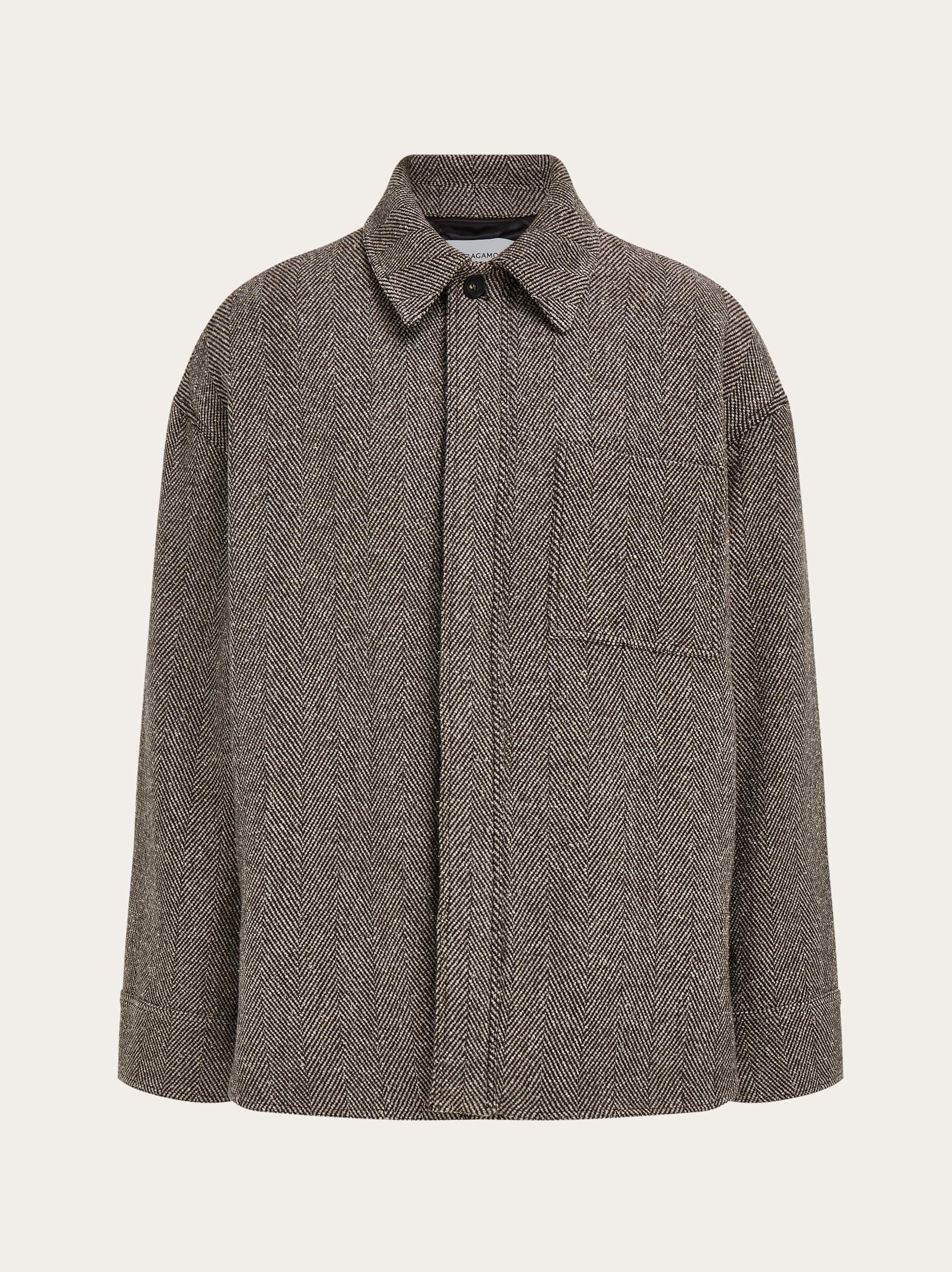 Ferragamo Padded Chevron Overshirt In Brown
