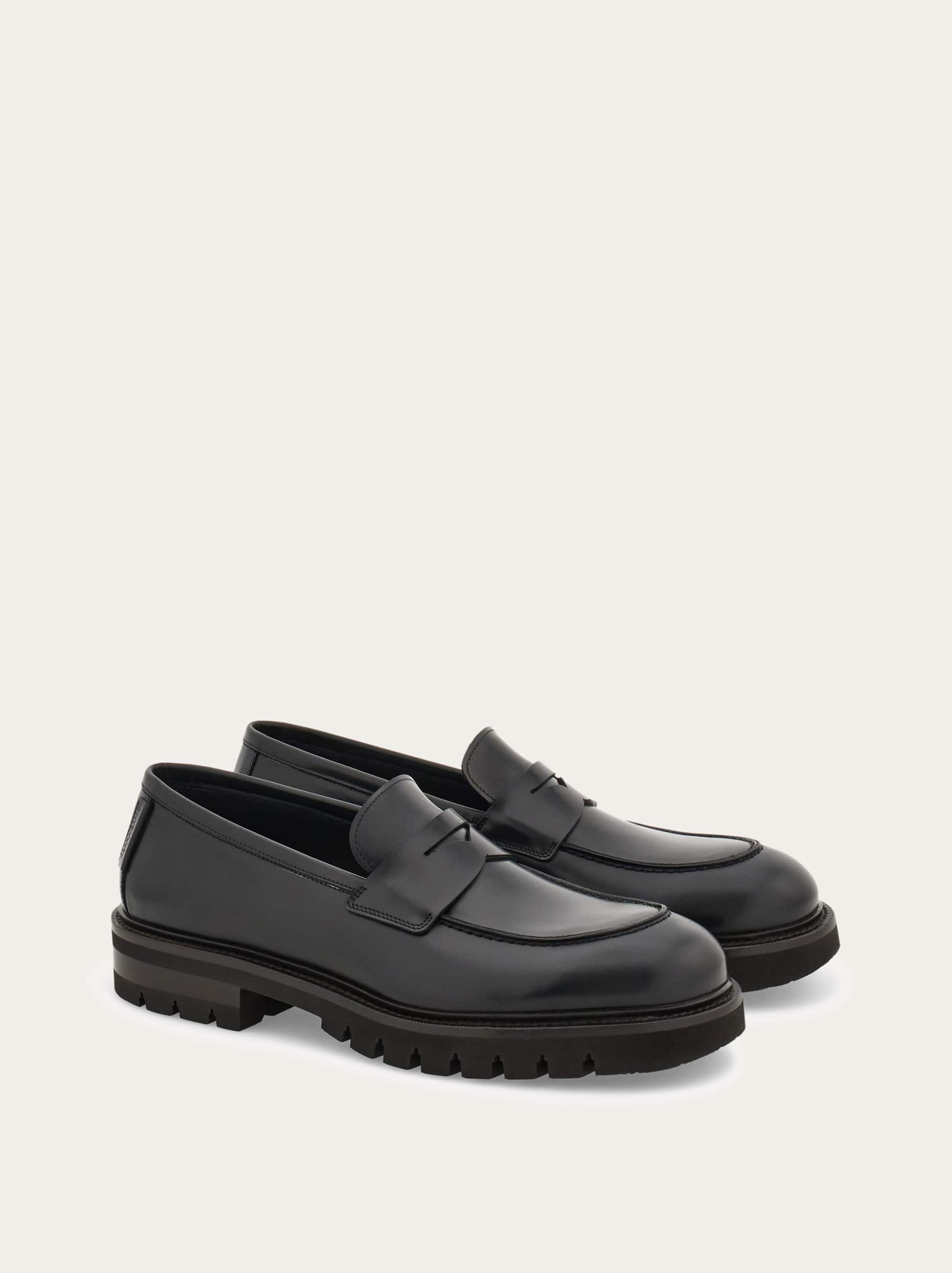 Ferragamo Leather Penny Loafers In Black