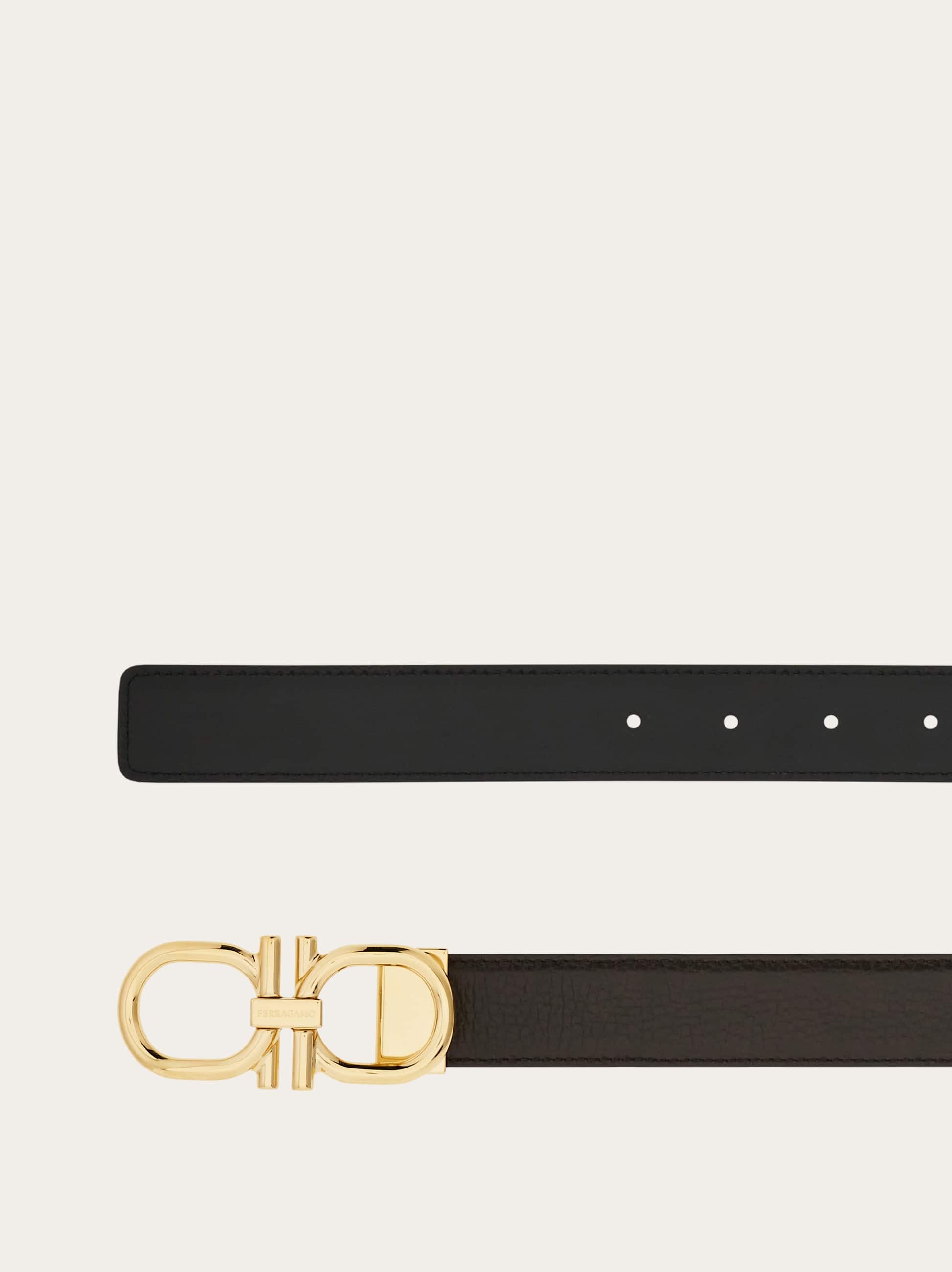 Ferragamo Reversible And Adjustable Gancini Belt In Brown