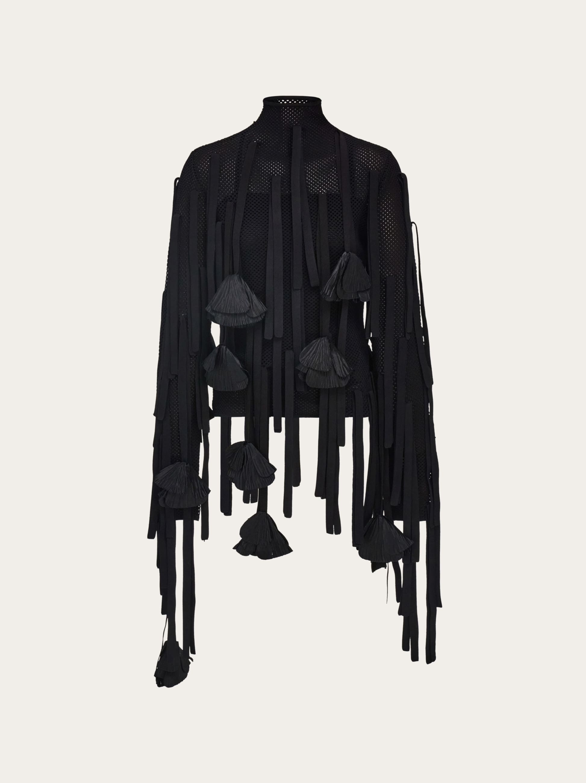 Ferragamo Donna Maglia a rete con fiori Nero