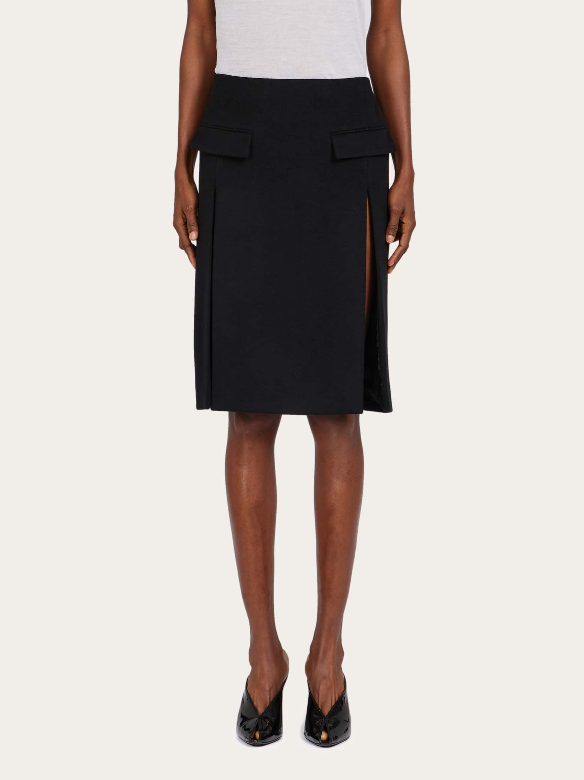  Ferragamo Damen Rock Mit Doppelschlitz Schwarz 