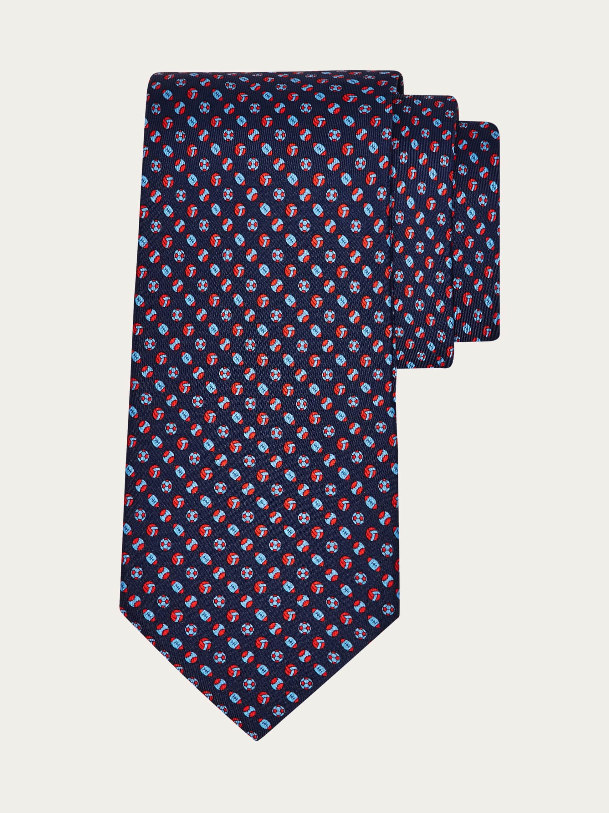 Ferragamo Sport Print Silk Tie In Blue