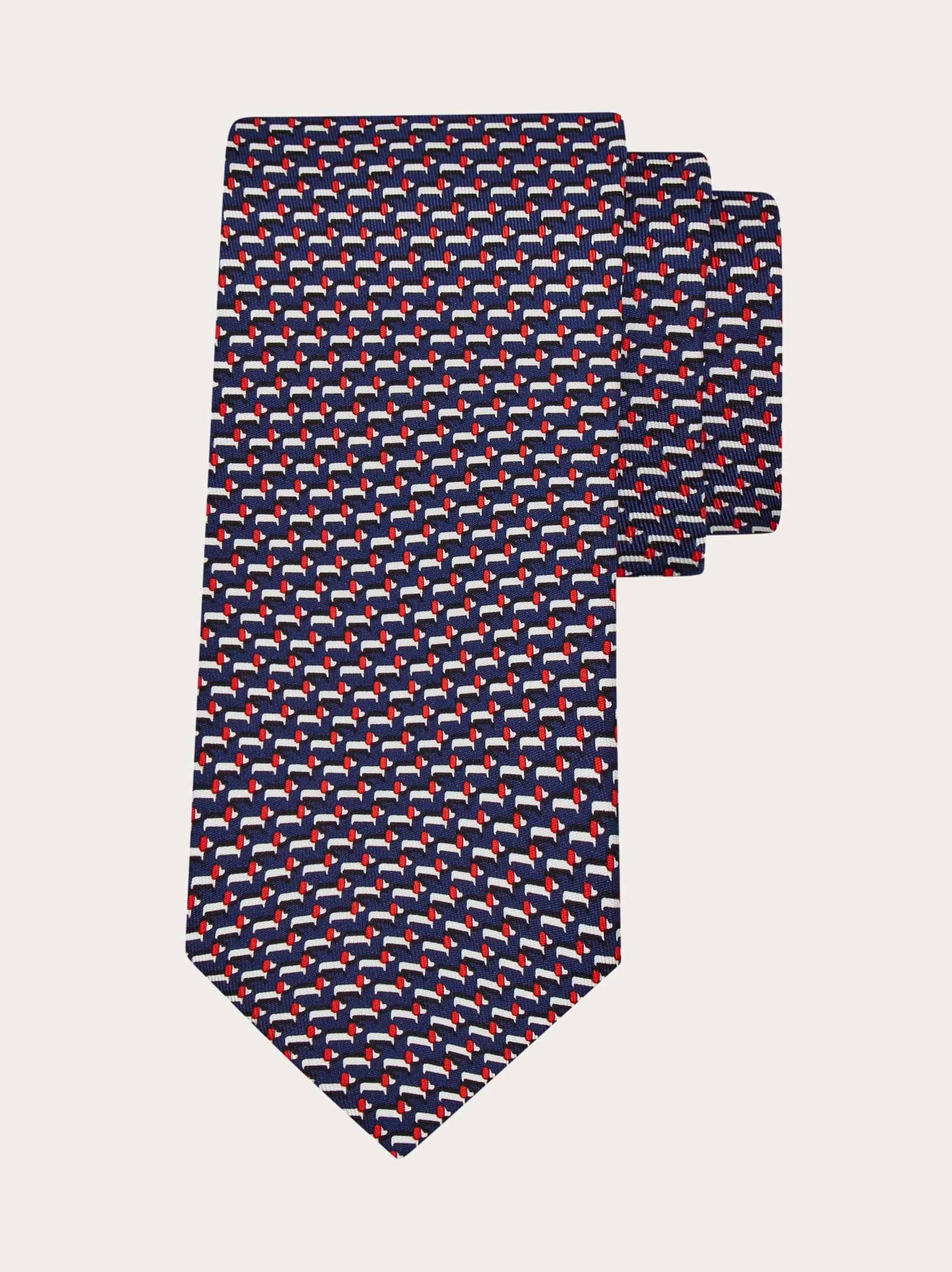 Ferragamo Dachshund Print Silk Tie In Blue