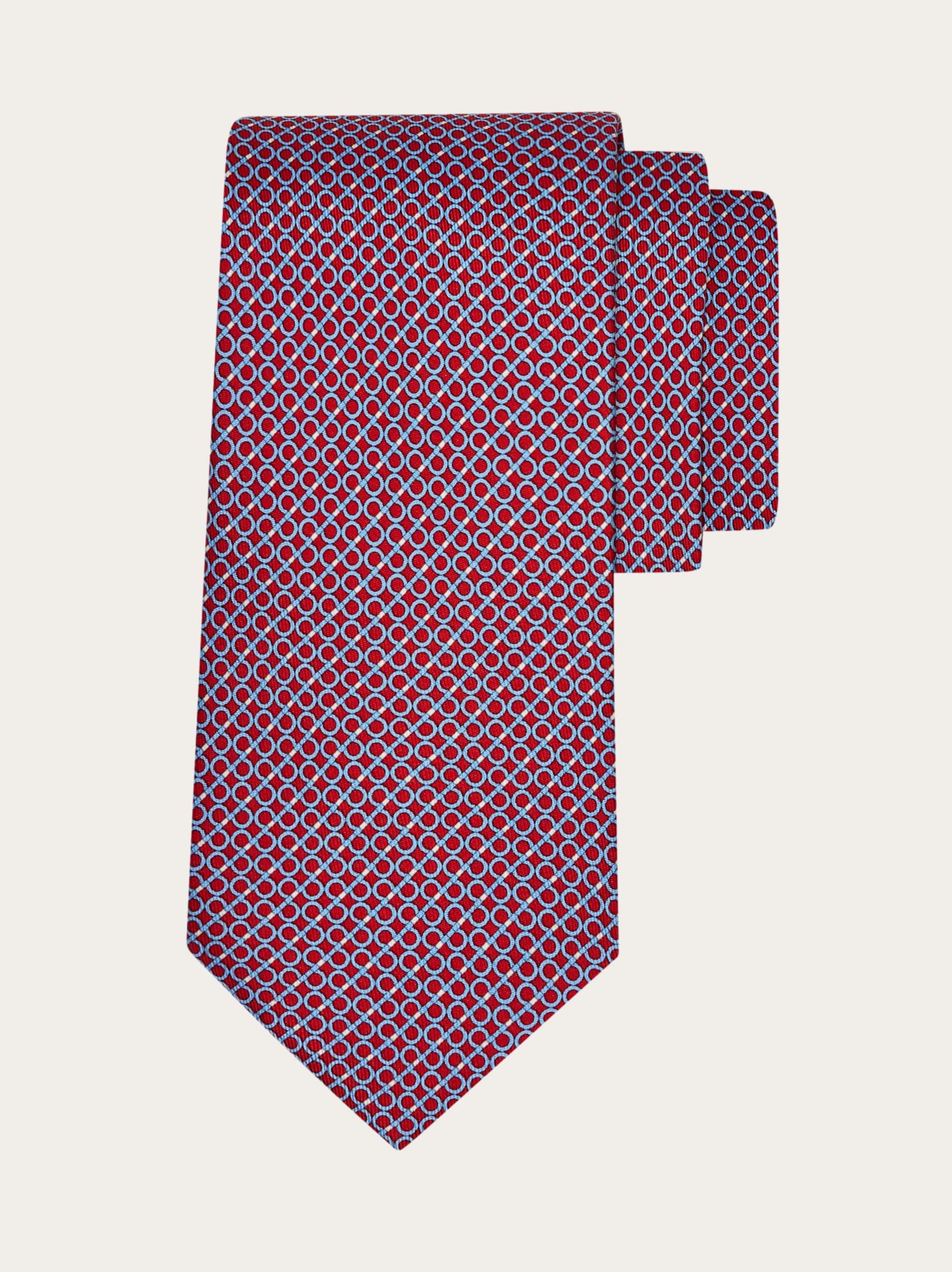 Ferragamo Gancini Regimental Print Silk Tie In Purple