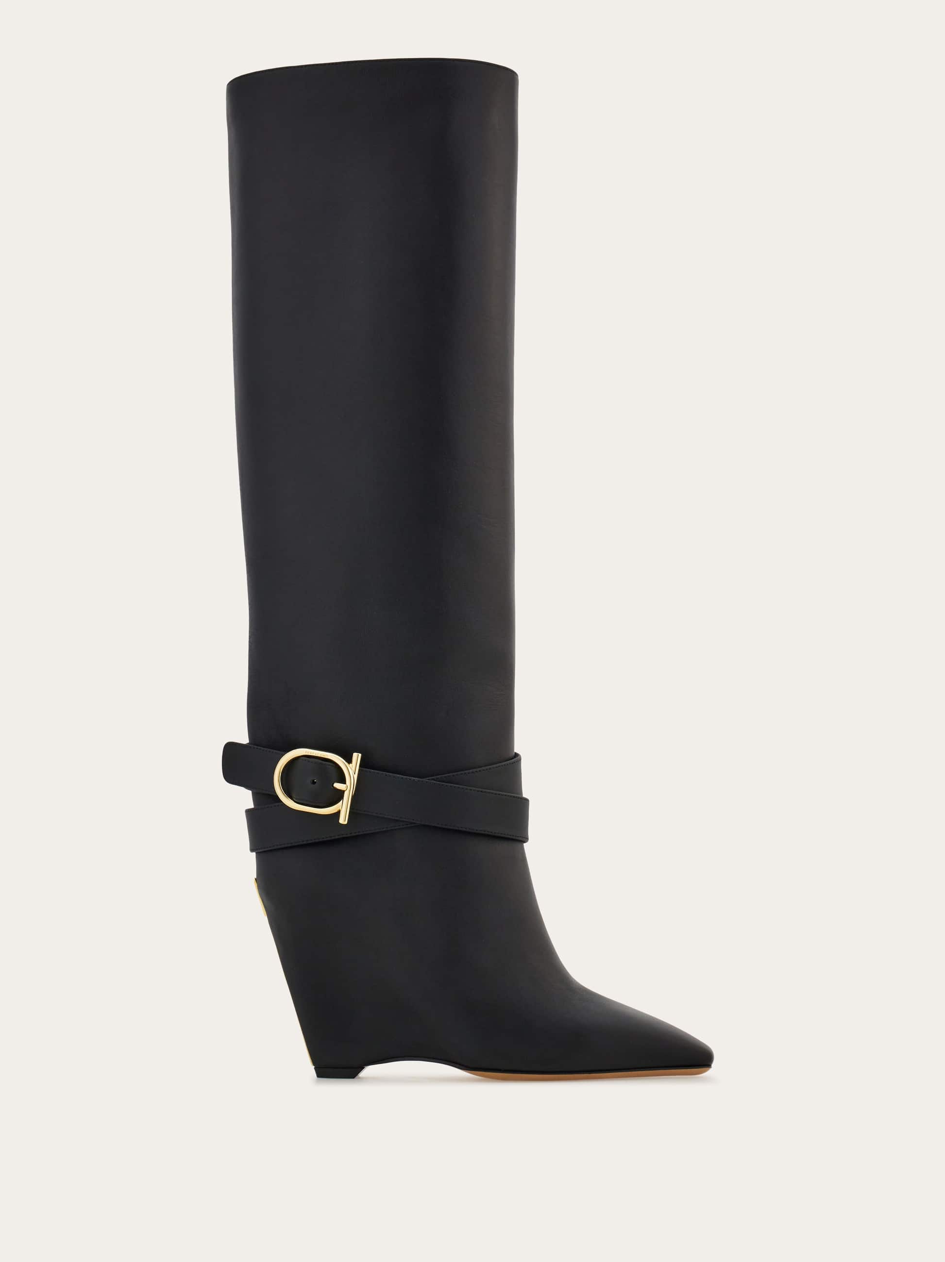 Ferragamo Donna Stivale con zeppa Nero Taglia 36.5