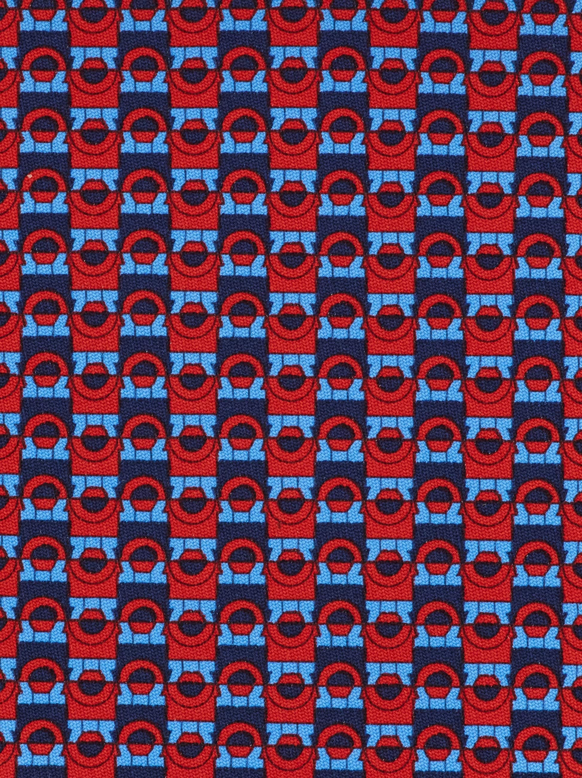 Ferragamo Gancini Bicolor Print Silk Tie In Blue