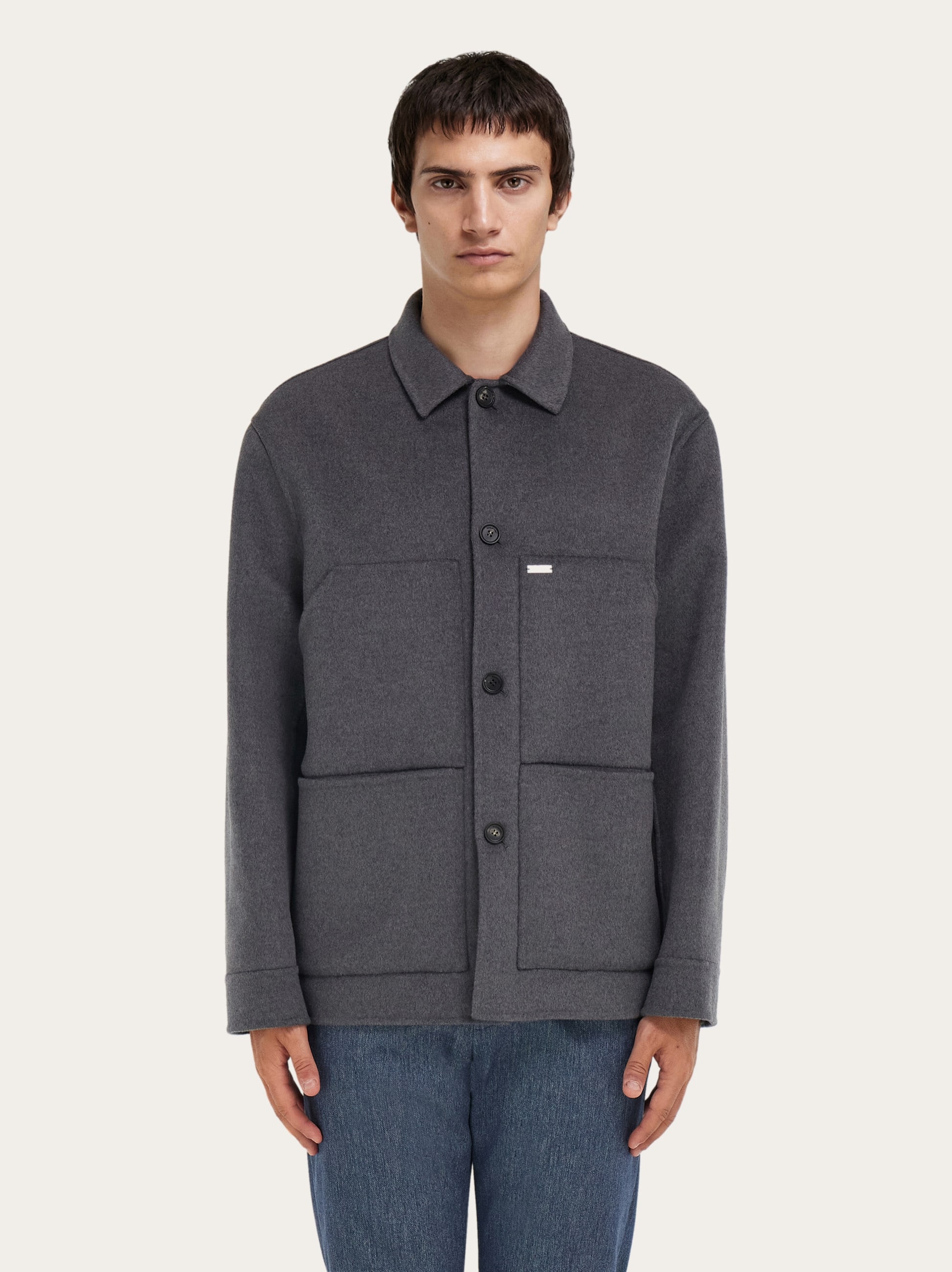 Ferragamo Button Patch Shirt Jacket In Green
