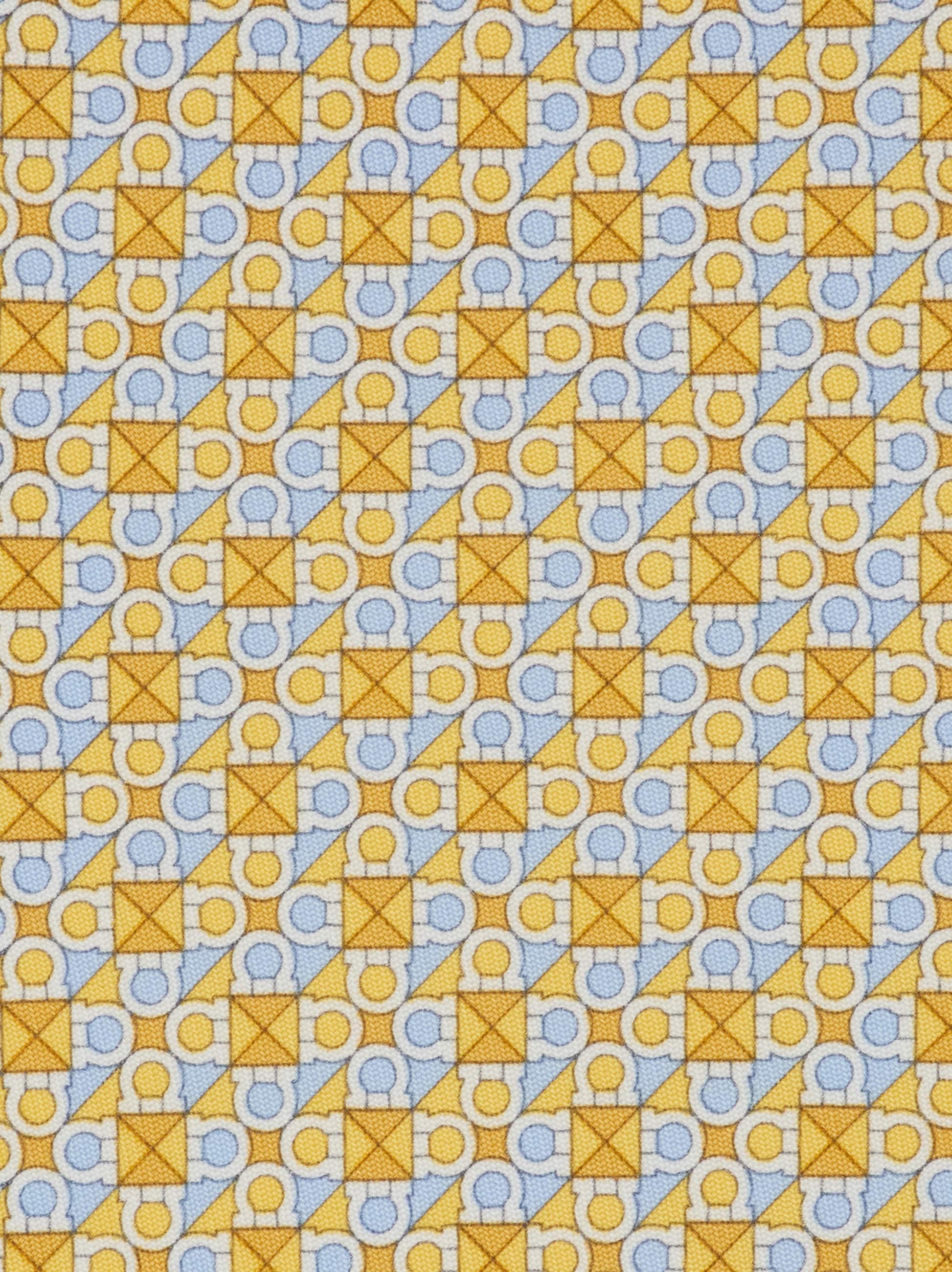 Ferragamo Gancini Square Print Silk Tie In Yellow