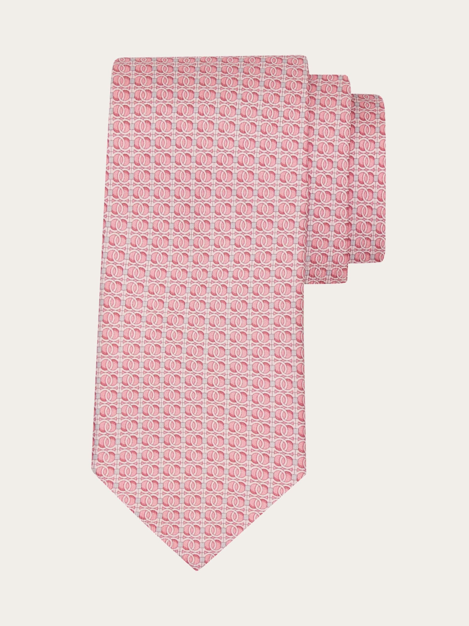 Ferragamo Gancini Chain Print Silk Tie In Pink