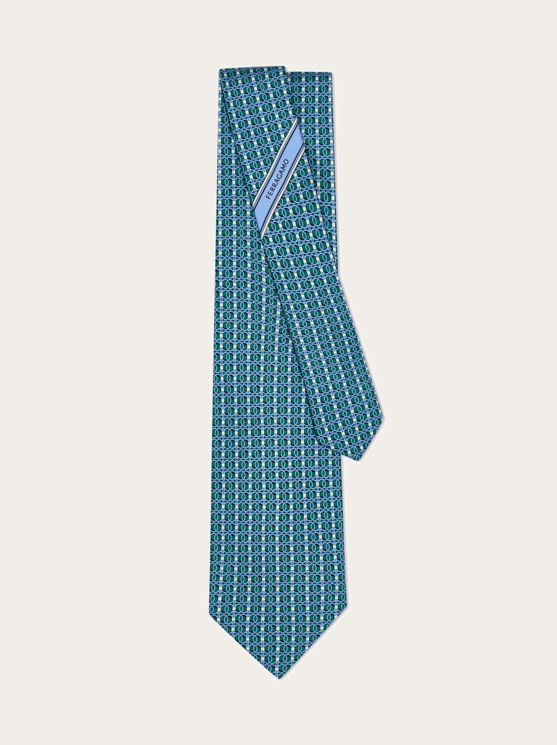  Ferragamo Herren Seidenkrawatte Mit Gancini Chain-print Grün 