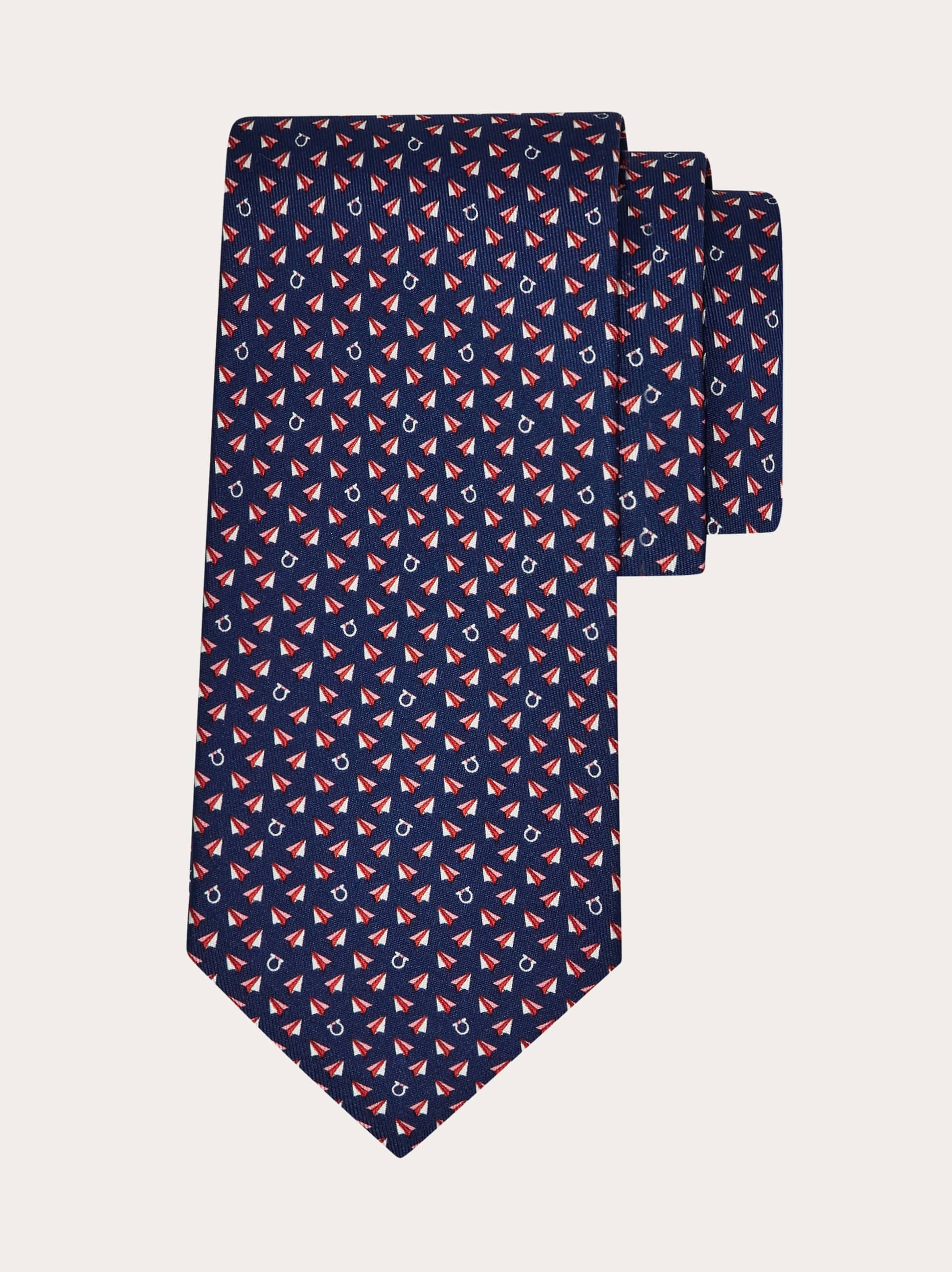 Ferragamo Mail Print Silk Tie In Blue