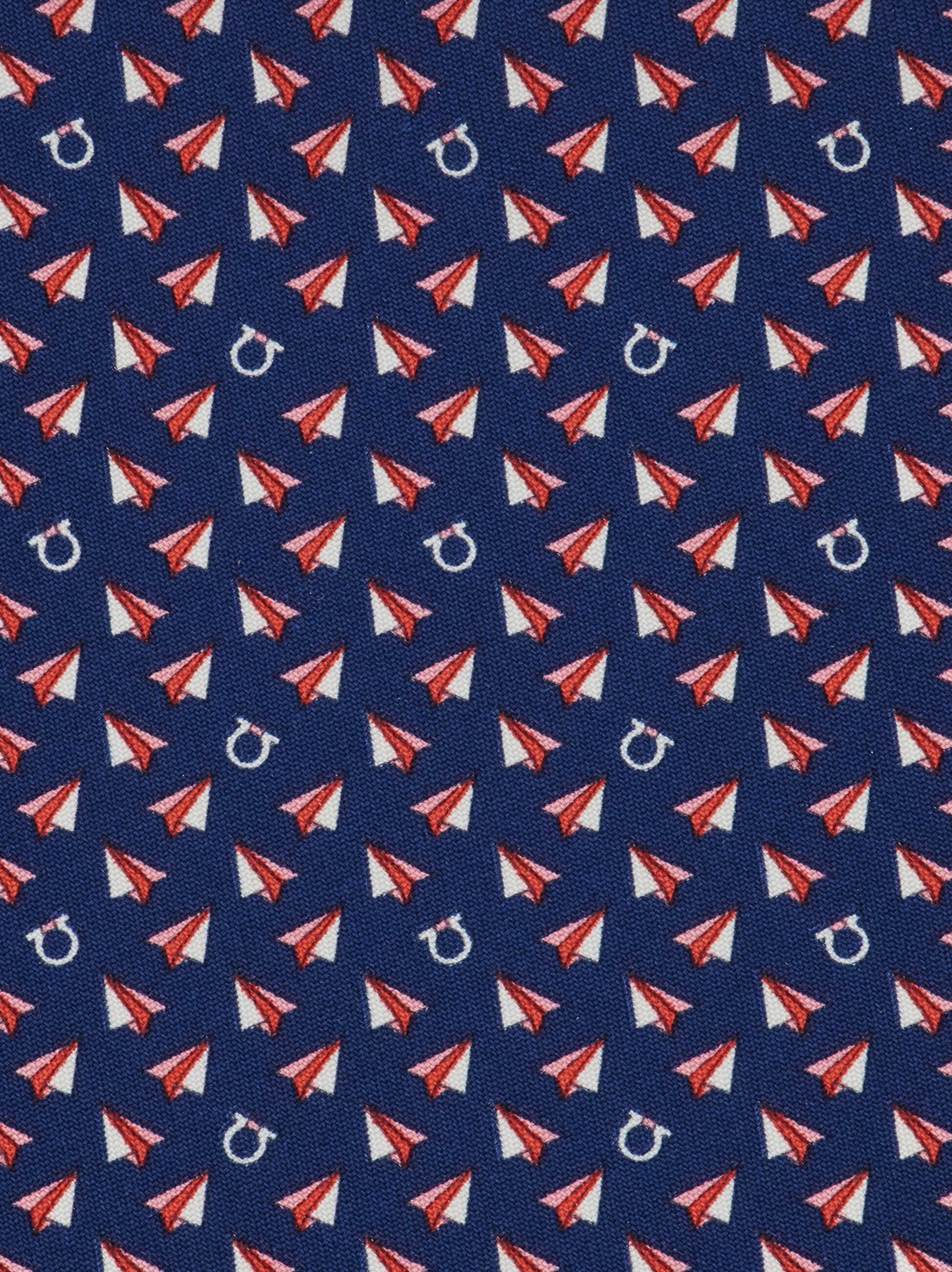 Ferragamo Mail Print Silk Tie In Blue