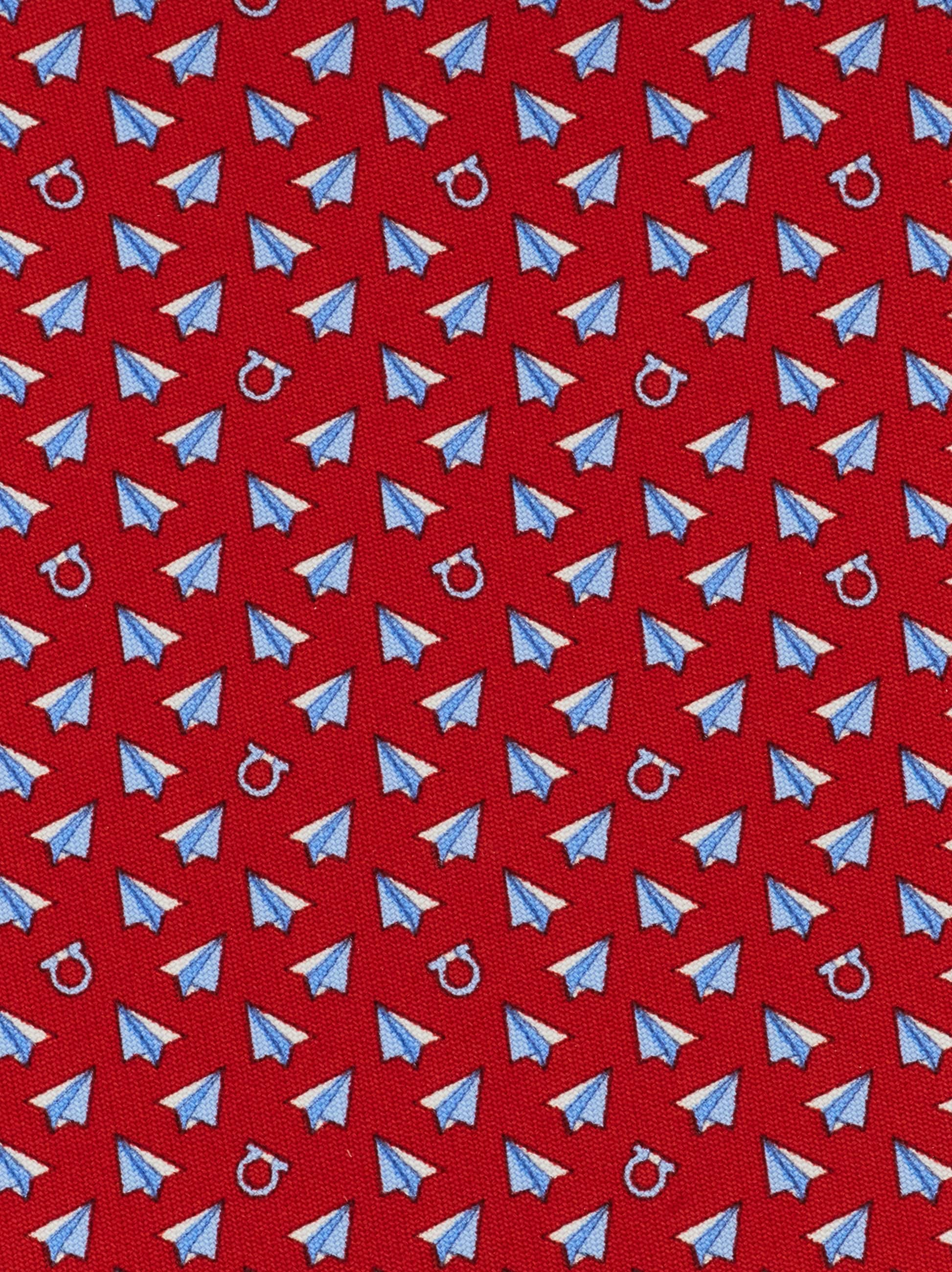 Ferragamo Mail Print Silk Tie In Red