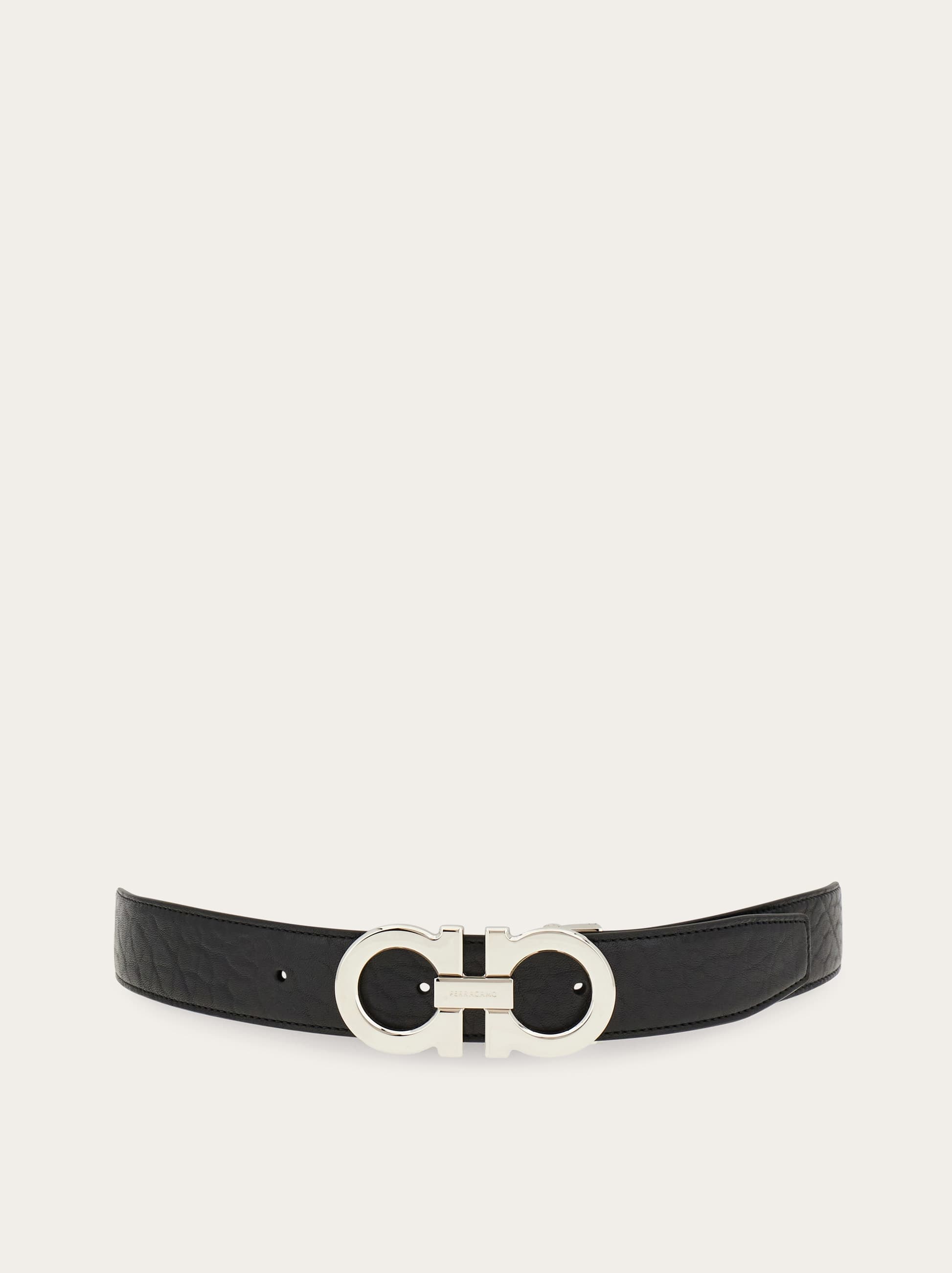 Ferragamo Reversible And Adjustable Gancini Belt In Black