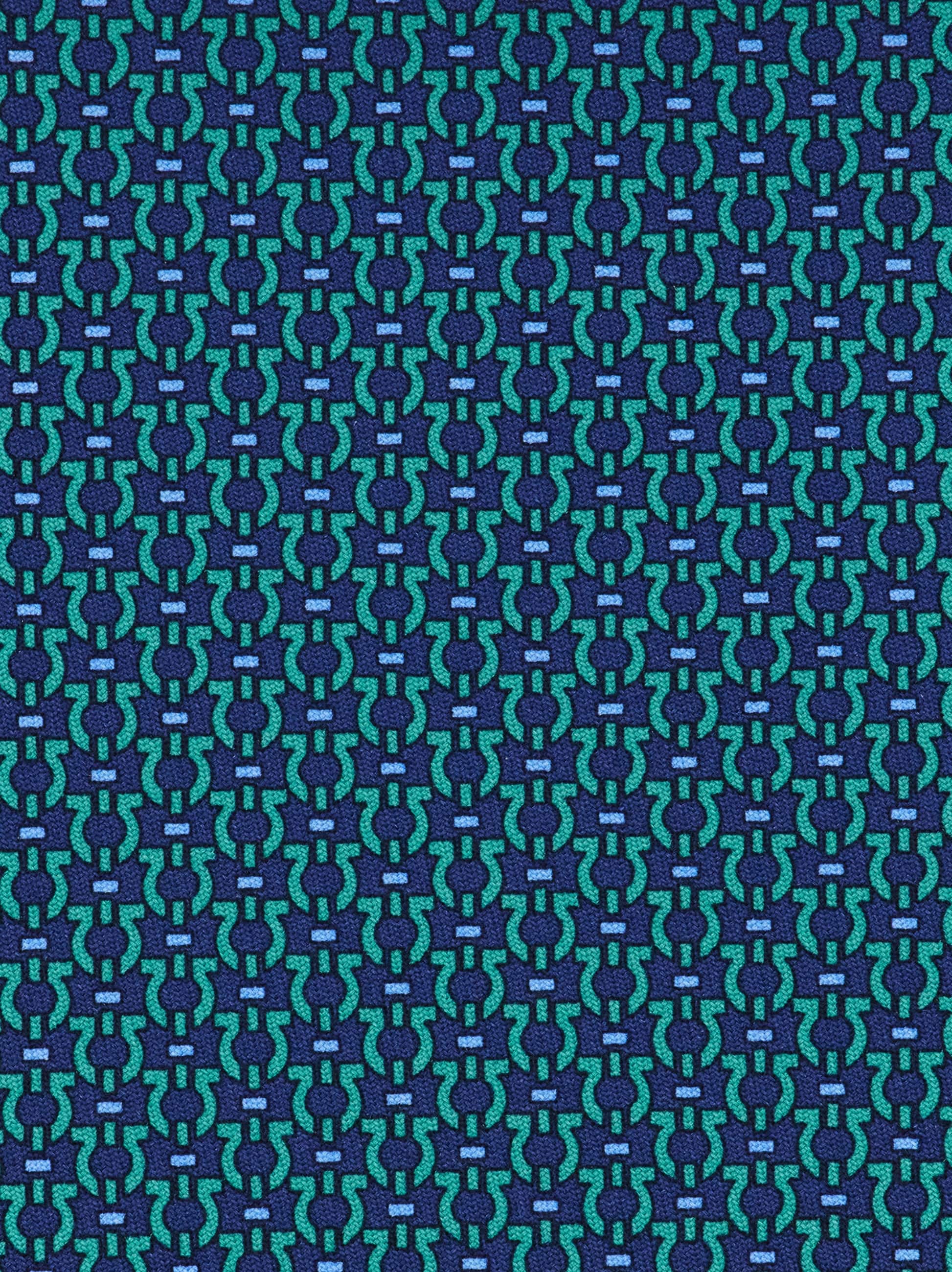 Ferragamo Gancini Print Silk Tie In Blue