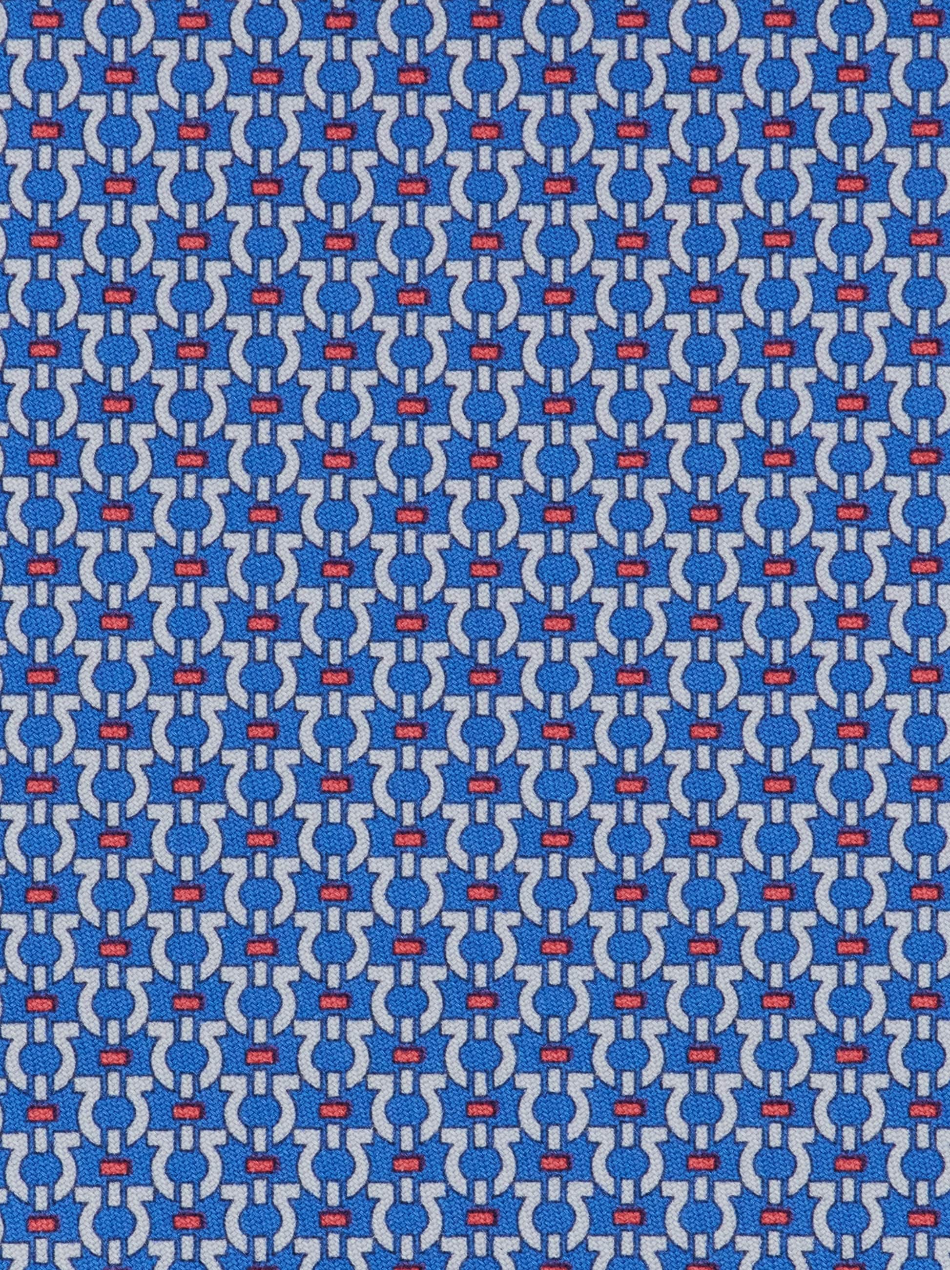 Ferragamo Gancini Print Silk Tie In Blue