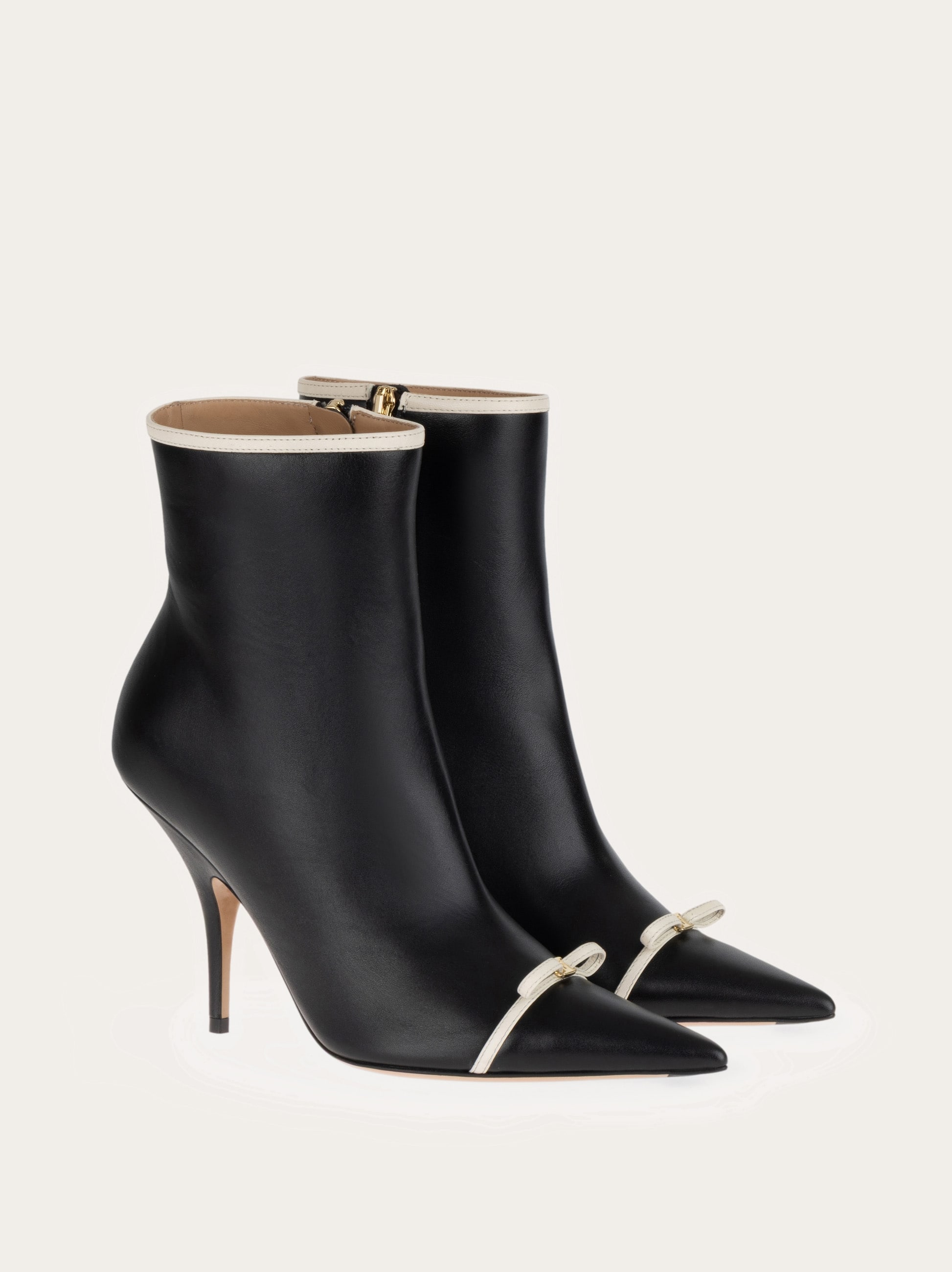 Ferragamo Pointed Ankle Boot With Mini Bow Detail In Multi