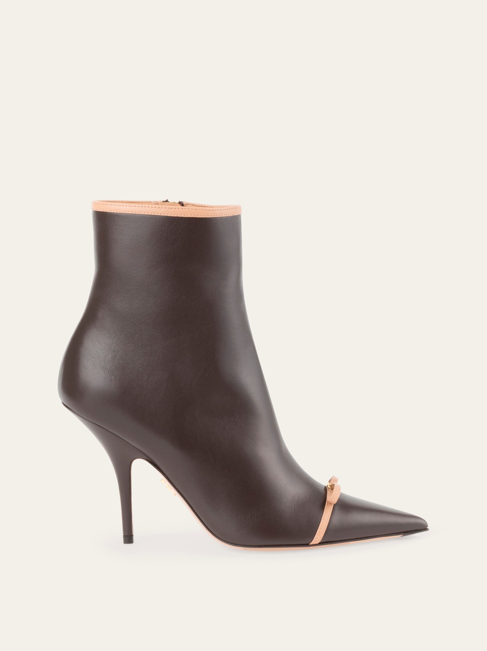 Ferragamo Pointed Ankle Boot With Mini Bow Detail In Brown