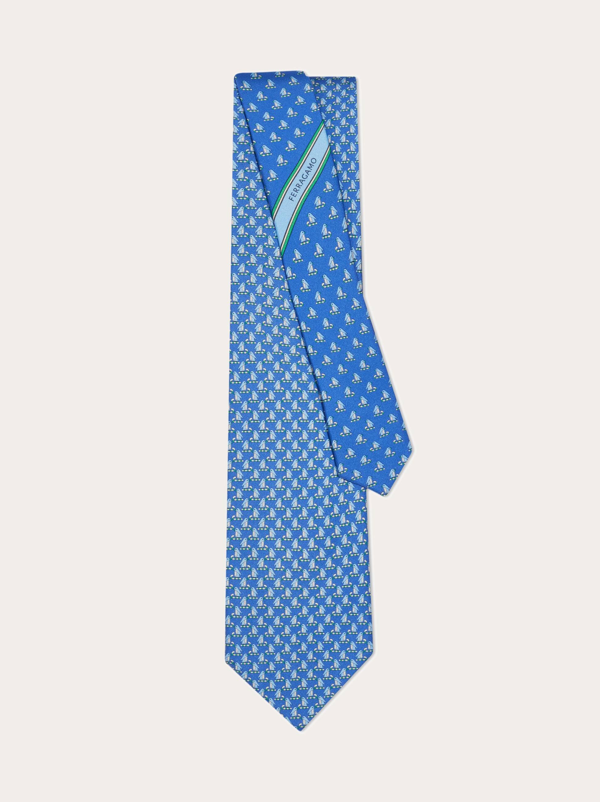  Ferragamo Herren Seidenkrawatte Mit Pinguin-print Blau 