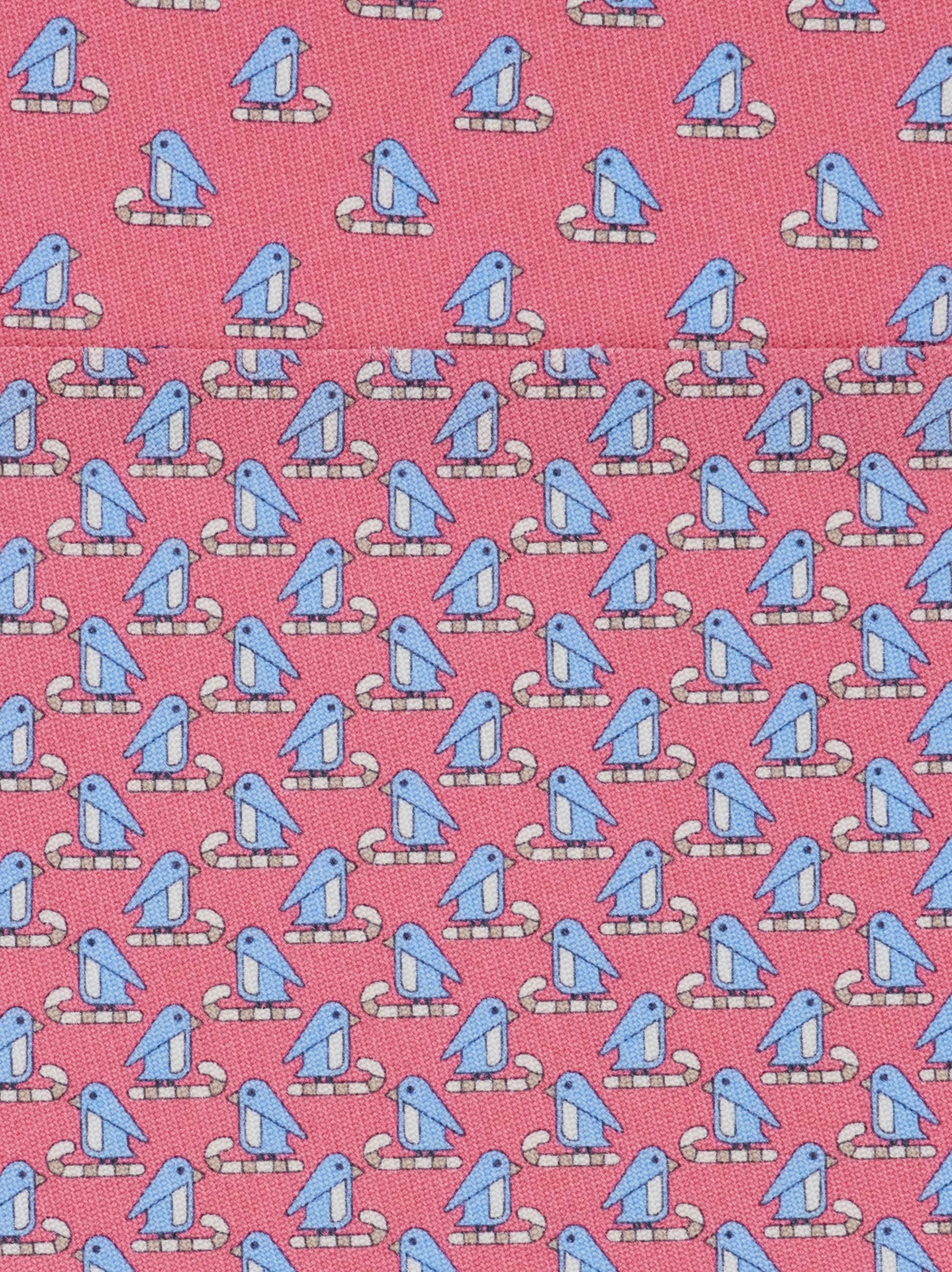 Ferragamo Penguin Print Silk Tie In Pink