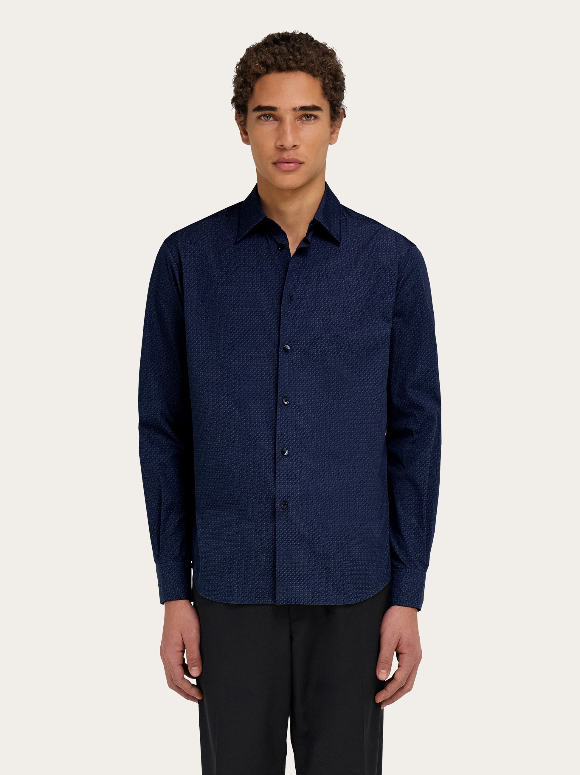  Ferragamo Herren Ferragamo Monogram Shirt Schwarz 