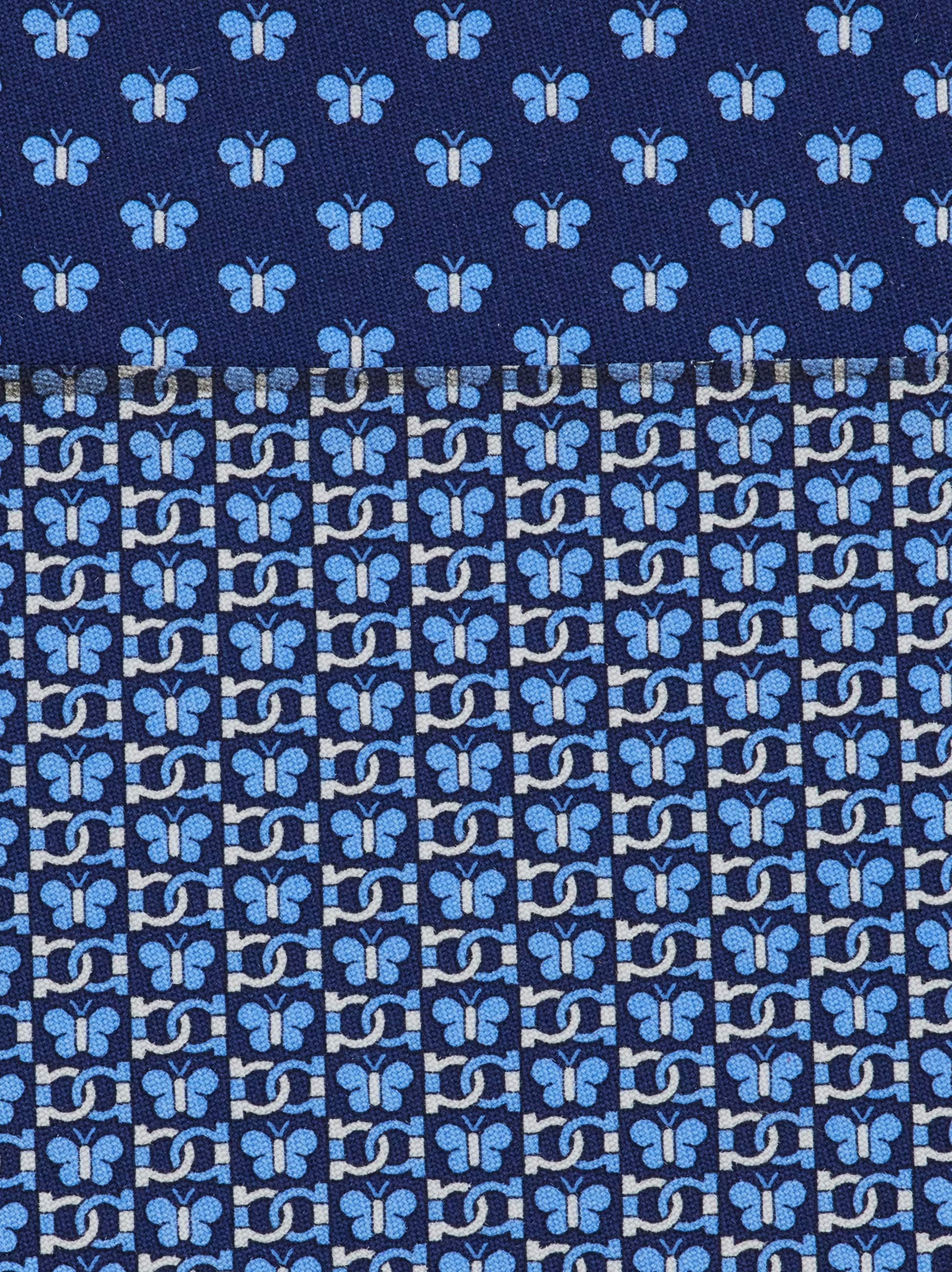 Ferragamo Butterfly Print Silk Tie In Blue