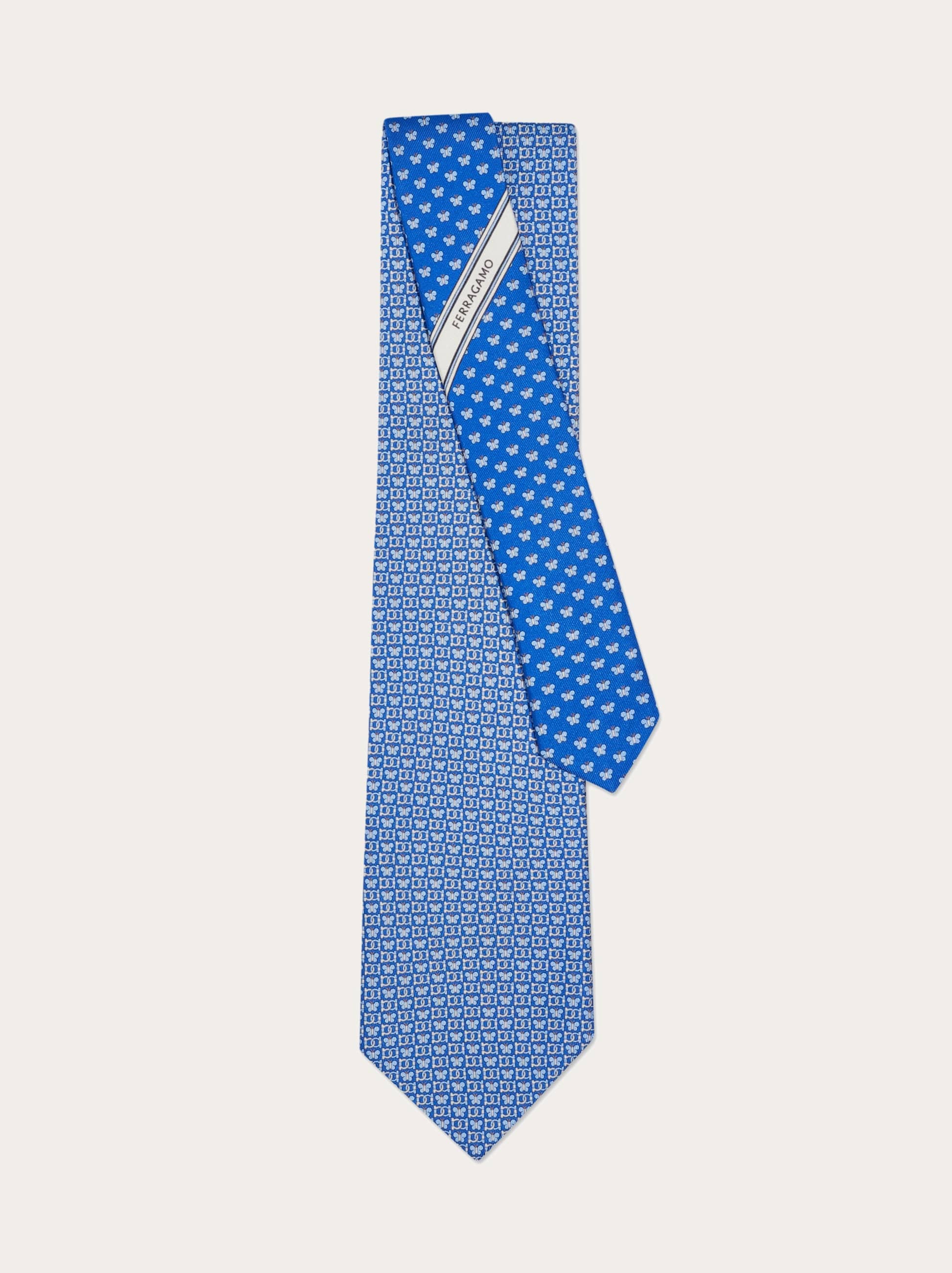  Ferragamo Herren Seidenkrawatte Mit Butterfly-print Blau 